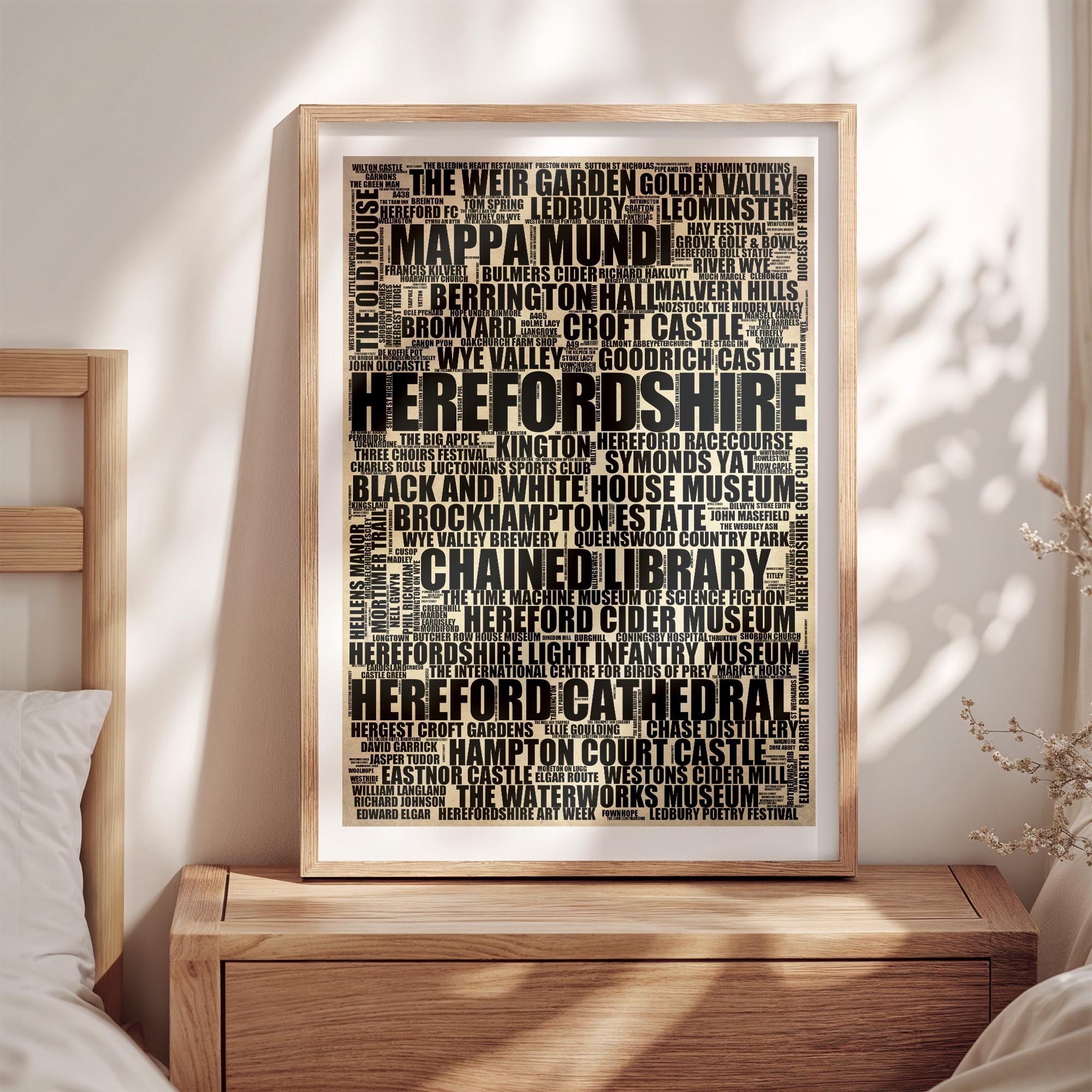 Herefordshire - Premium Typographic Word Cloud Prints, Posters & Gifts