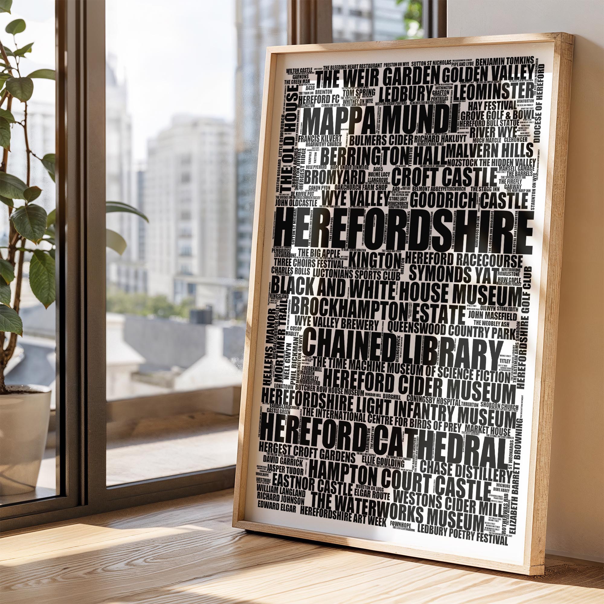 Herefordshire - Premium Typographic Word Cloud Prints, Posters & Gifts