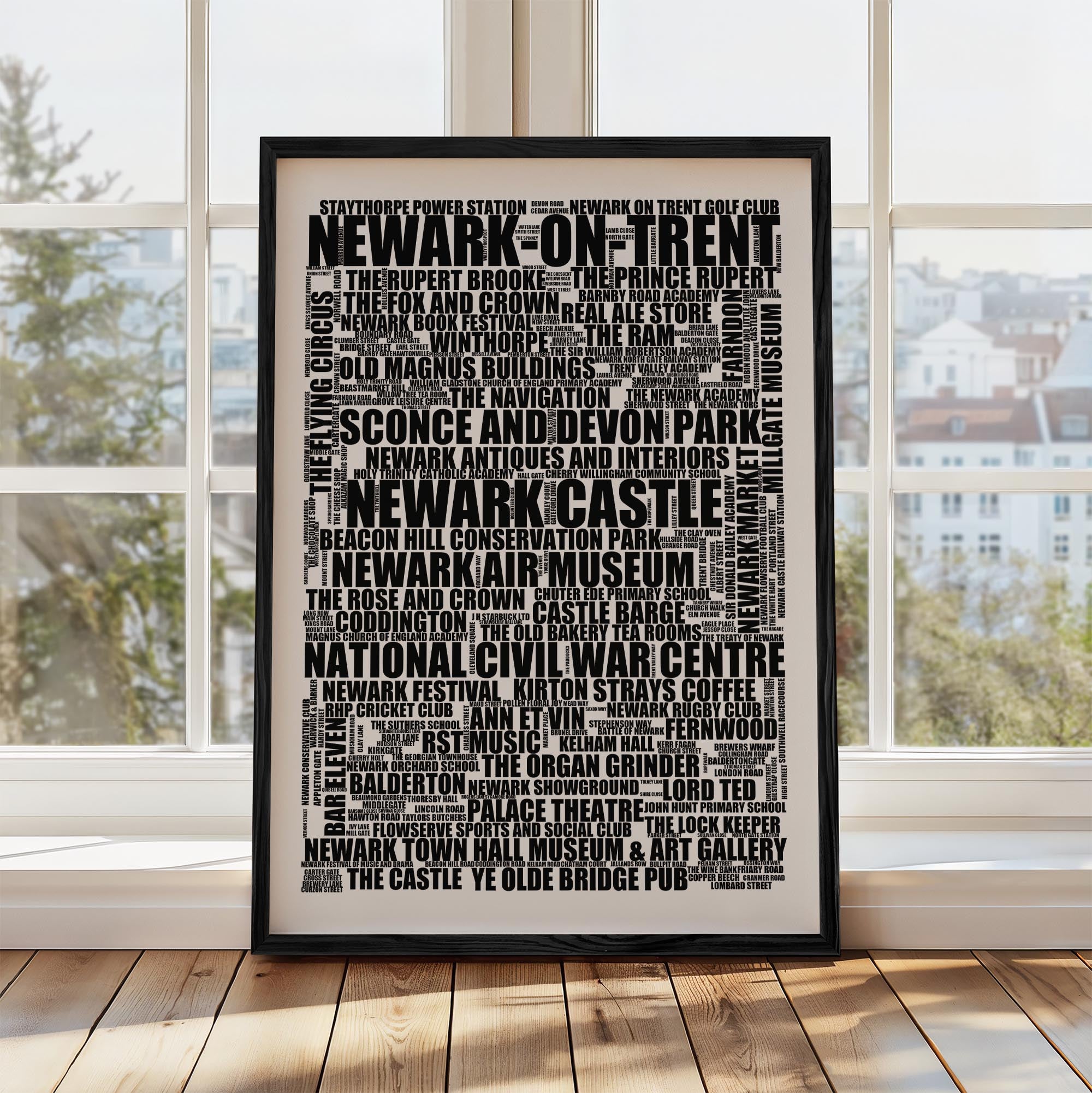 Newark-on-Trent - Premium Typographic Word Cloud Prints, Posters & Gifts