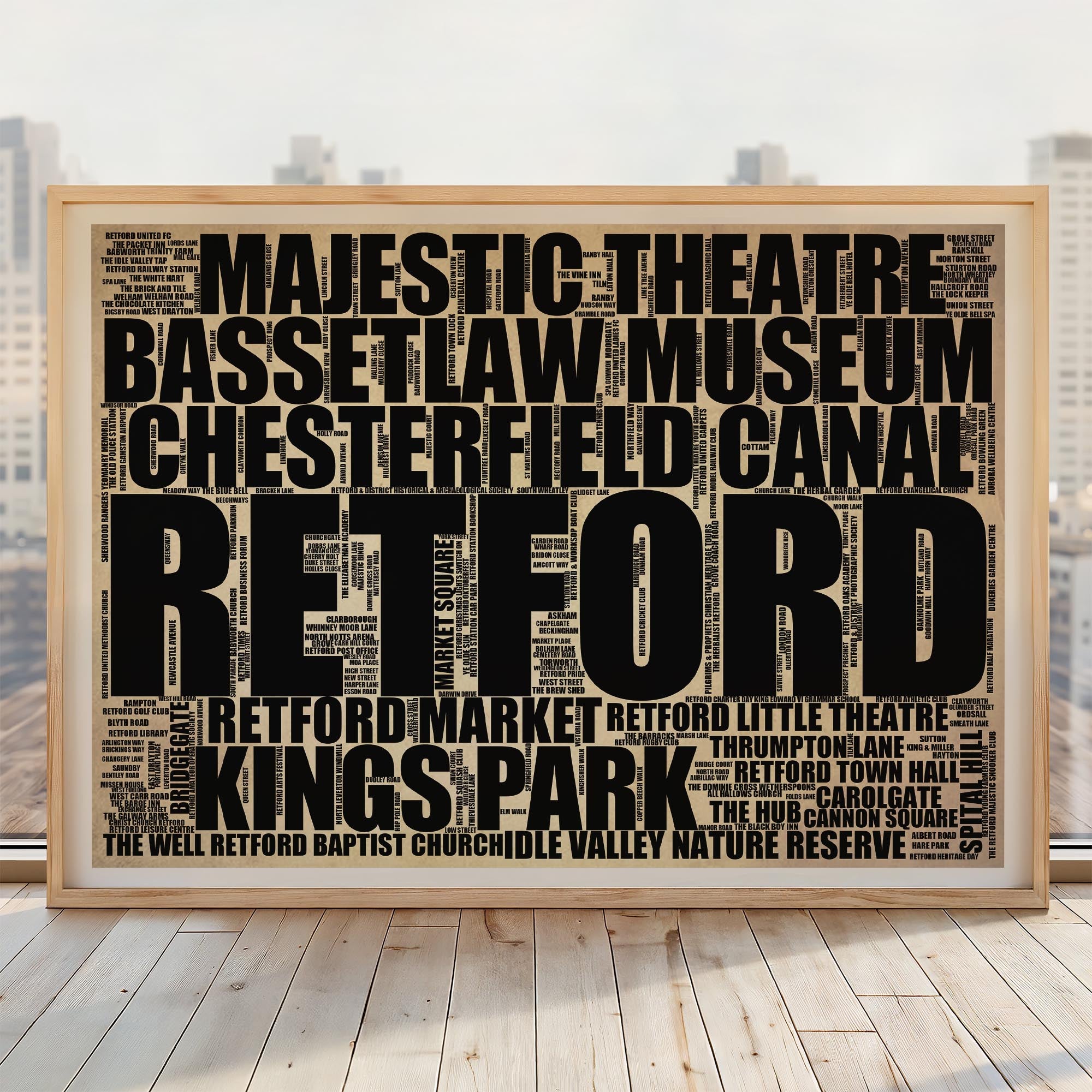 Retford - Premium Typographic Word Cloud Prints, Posters & Gifts