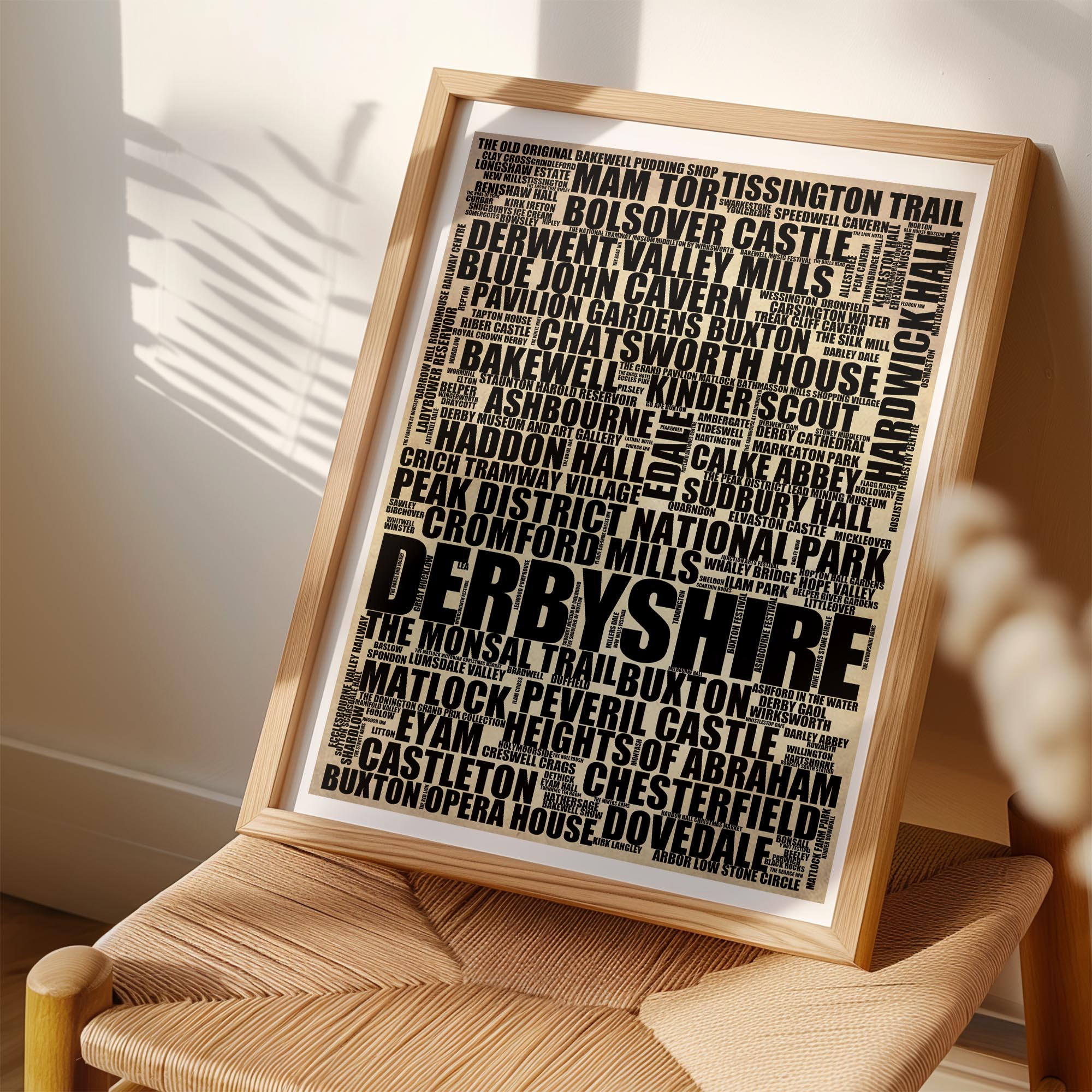 Derbyshire - Premium Typographic Word Cloud Prints, Posters & Gifts