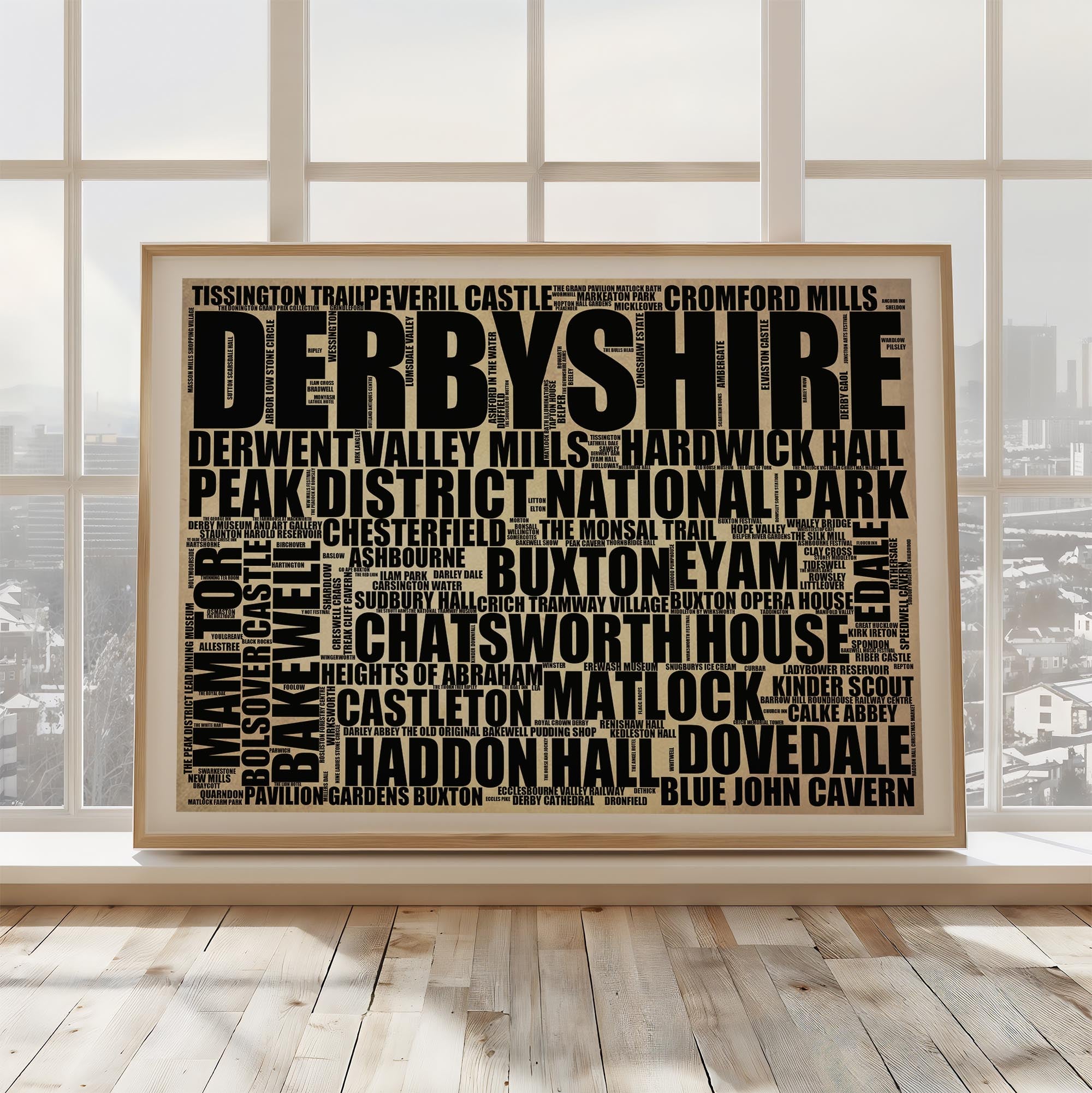 Derbyshire - Premium Typographic Word Cloud Prints, Posters & Gifts