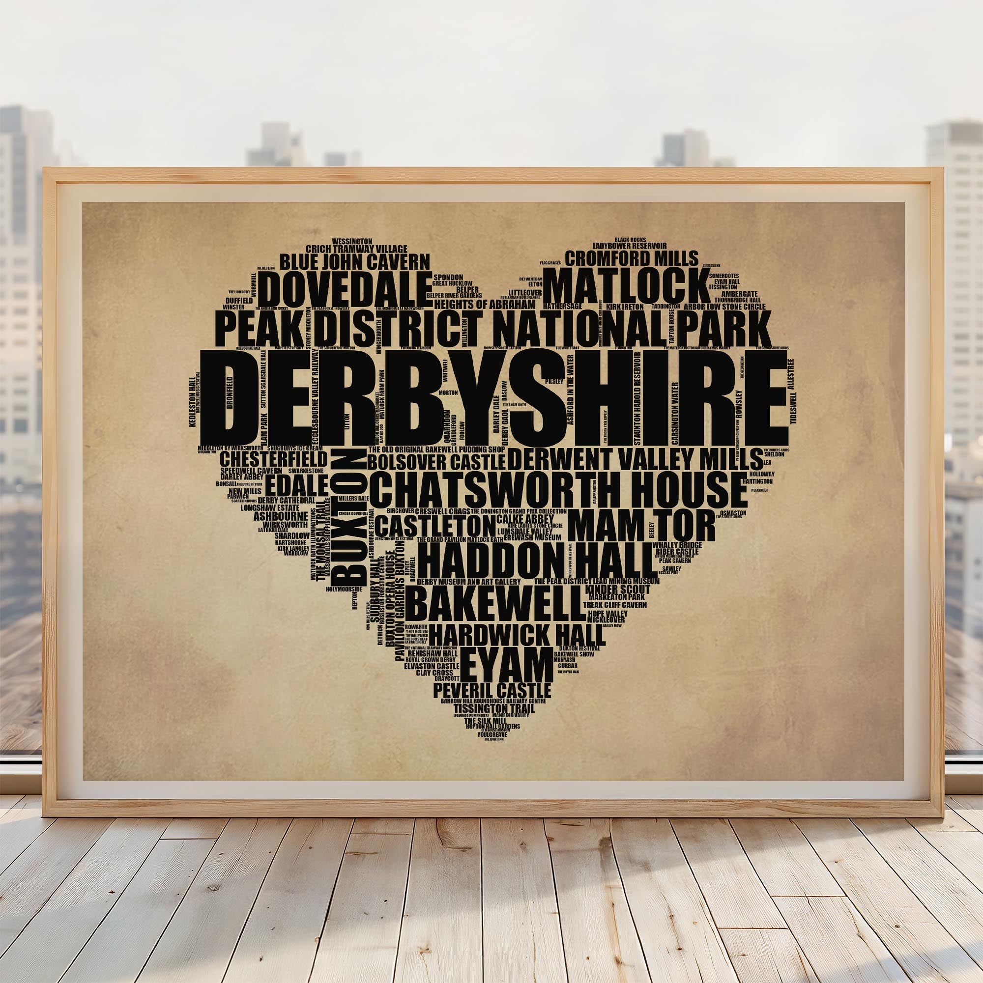 Derbyshire - Premium Typographic Word Cloud Prints, Posters & Gifts