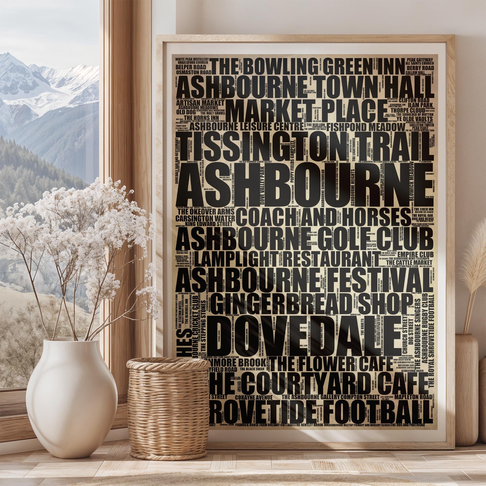 Ashbourne - Premium Typographic Word Cloud Prints, Posters & Gifts