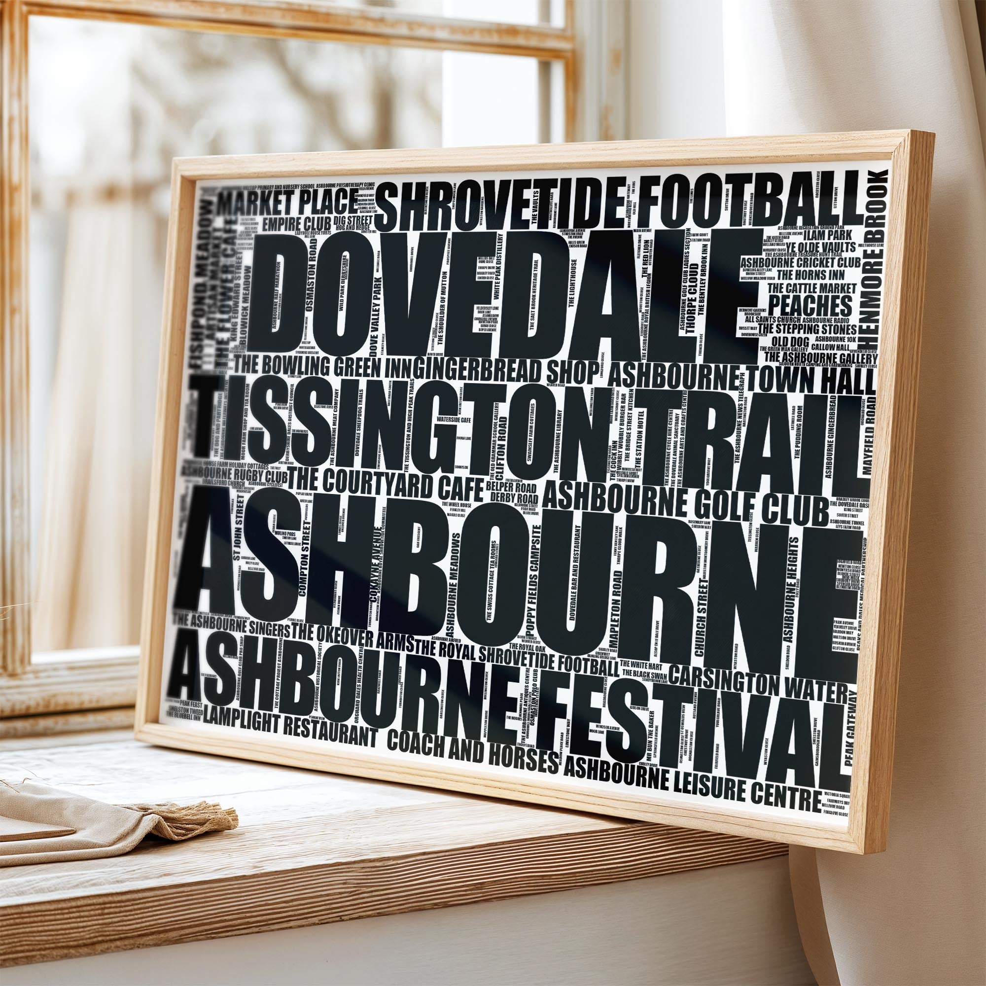 Ashbourne - Premium Typographic Word Cloud Prints, Posters & Gifts