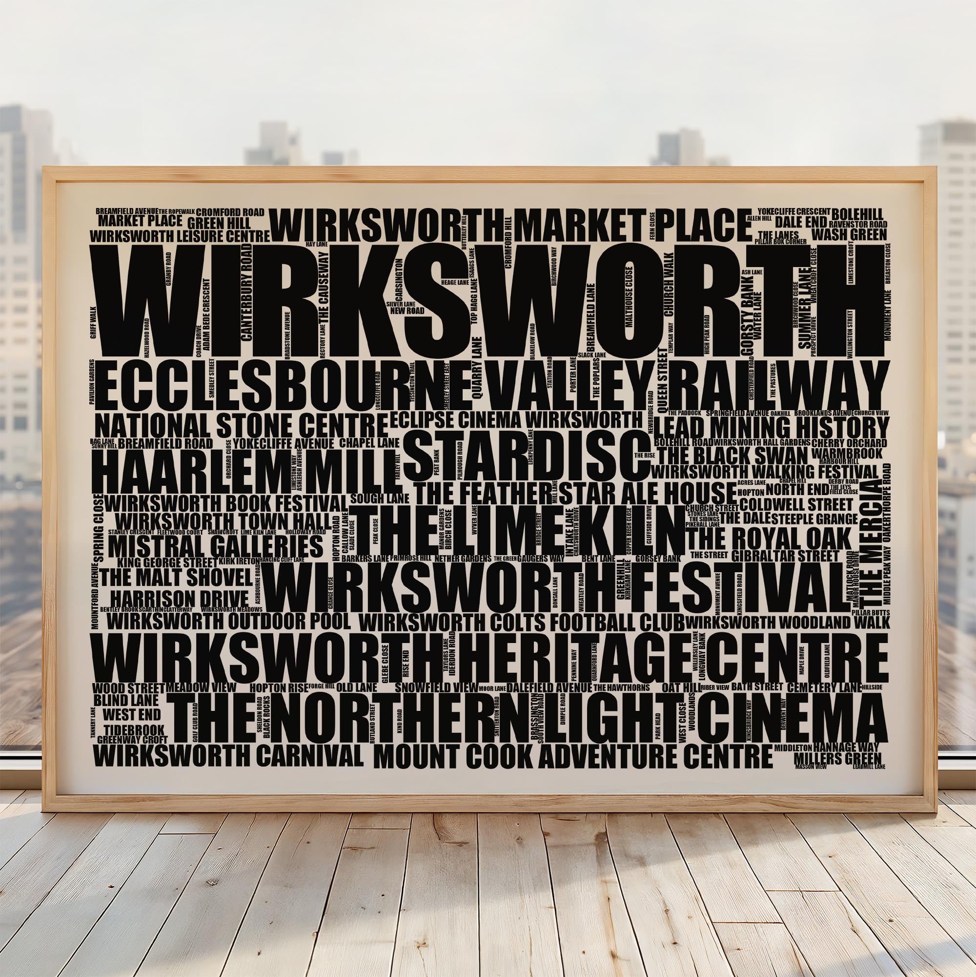 Wirksworth - Premium Typographic Word Cloud Prints, Posters & Gifts