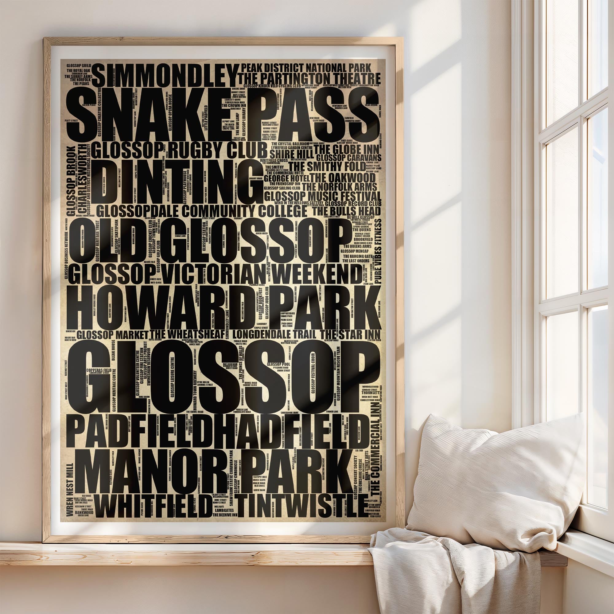 Glossop - Premium Typographic Word Cloud Prints, Posters & Gifts