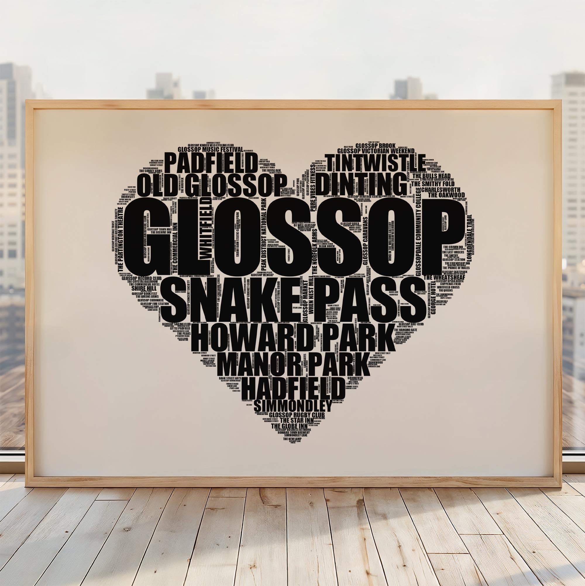 Glossop - Premium Typographic Word Cloud Prints, Posters & Gifts