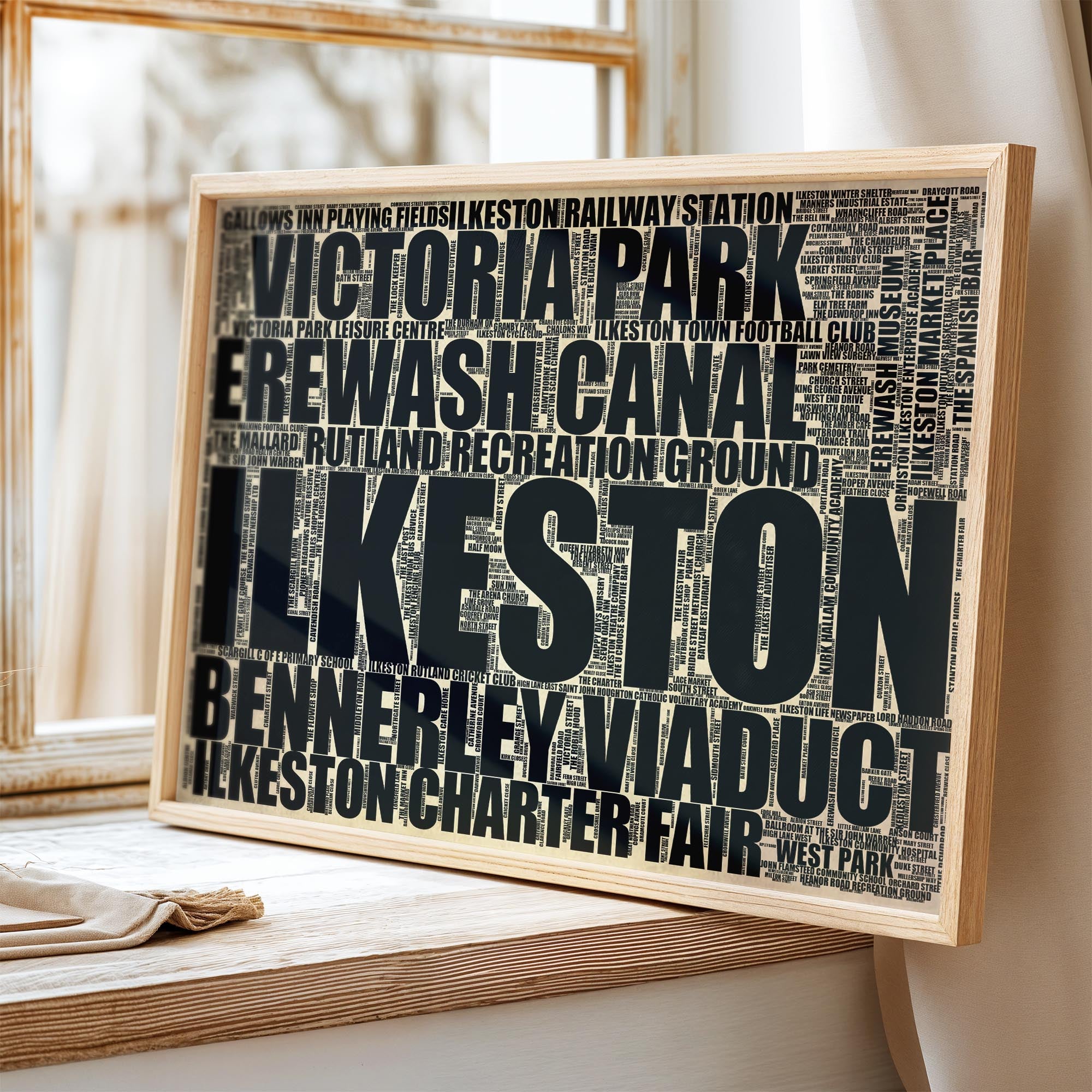 Ilkeston - Premium Typographic Word Cloud Prints, Posters & Gifts