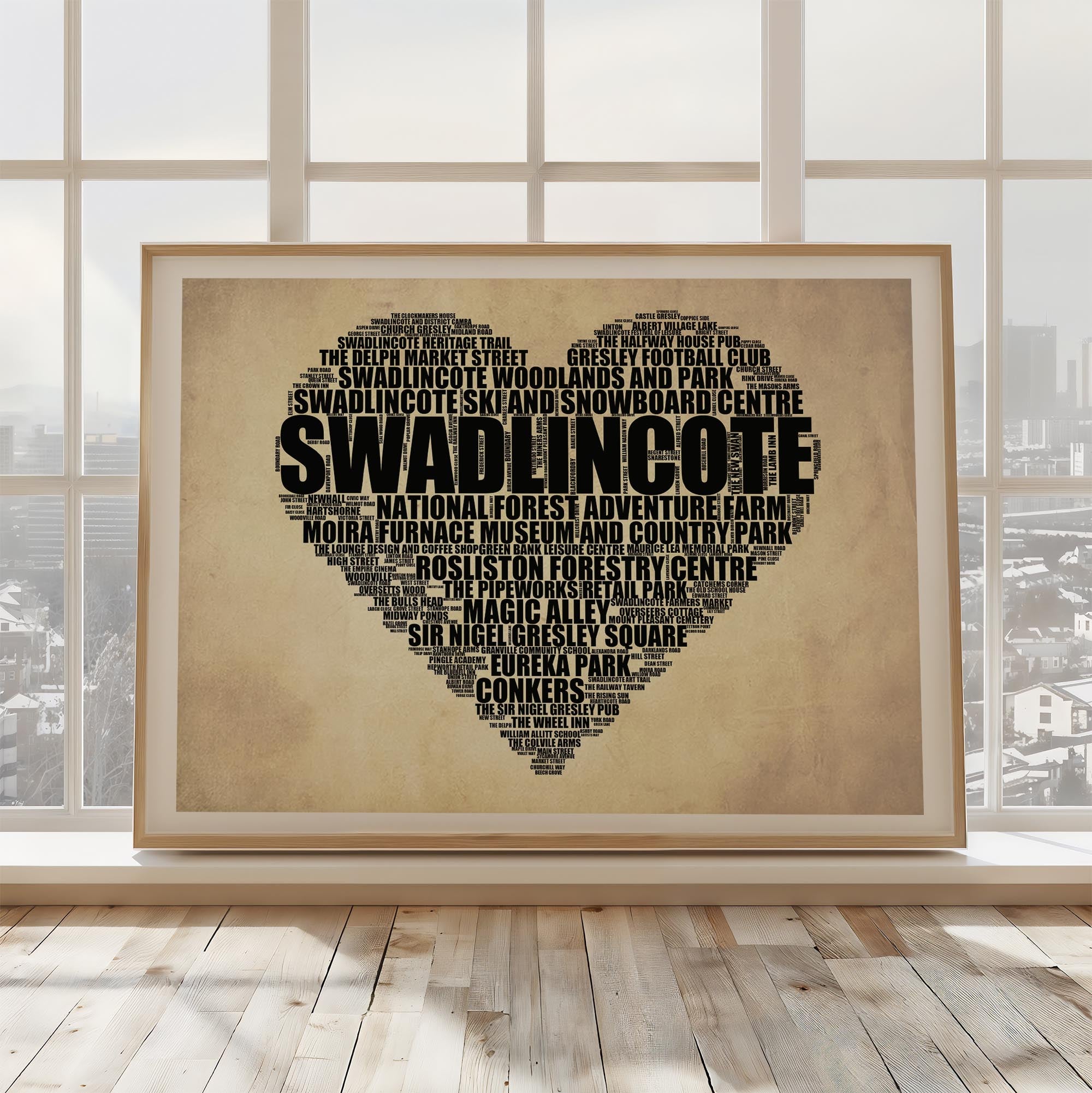 Swadlincote - Premium Typographic Word Cloud Prints, Posters & Gifts