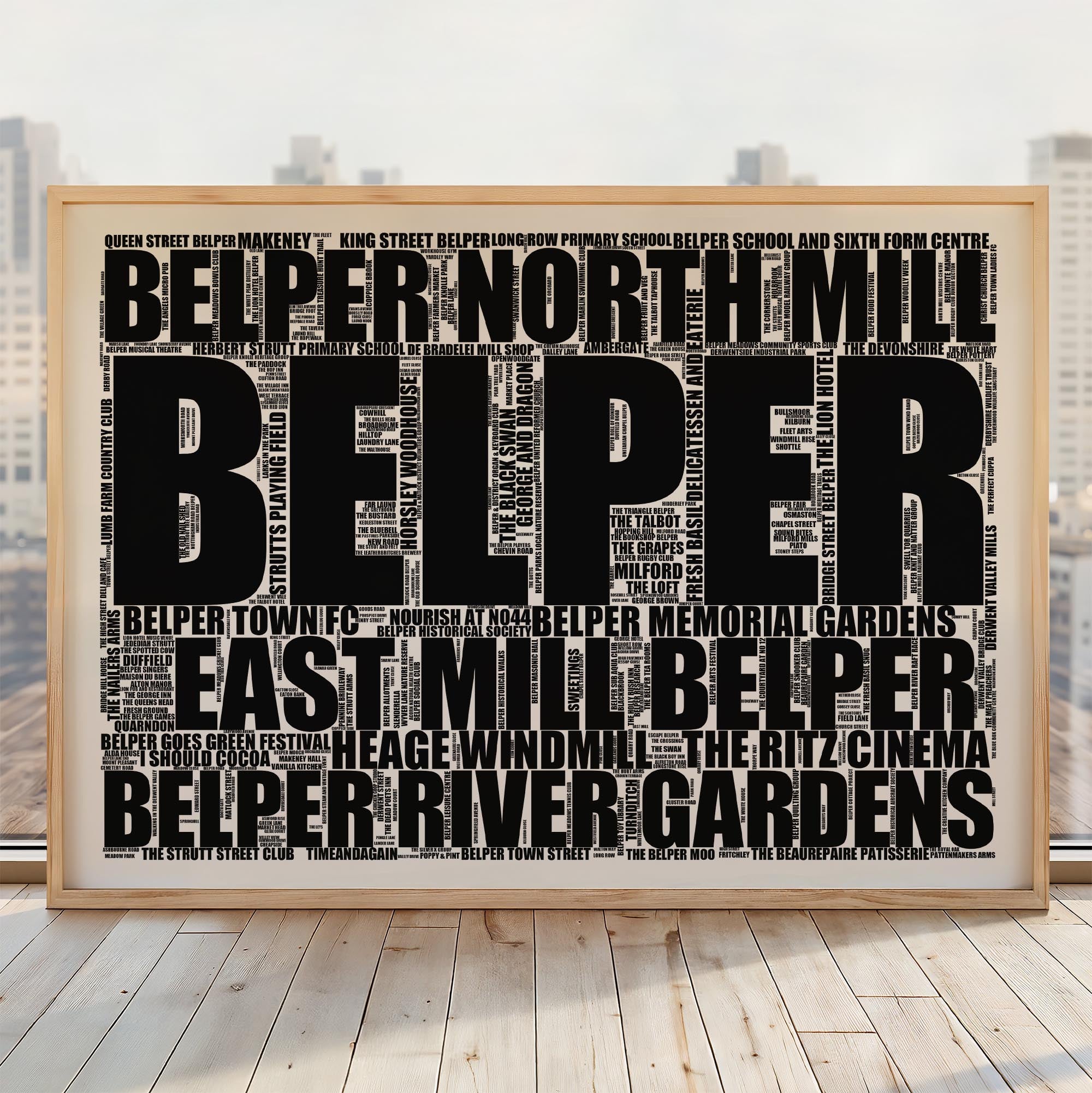 Belper - Premium Typographic Word Cloud Prints, Posters & Gifts