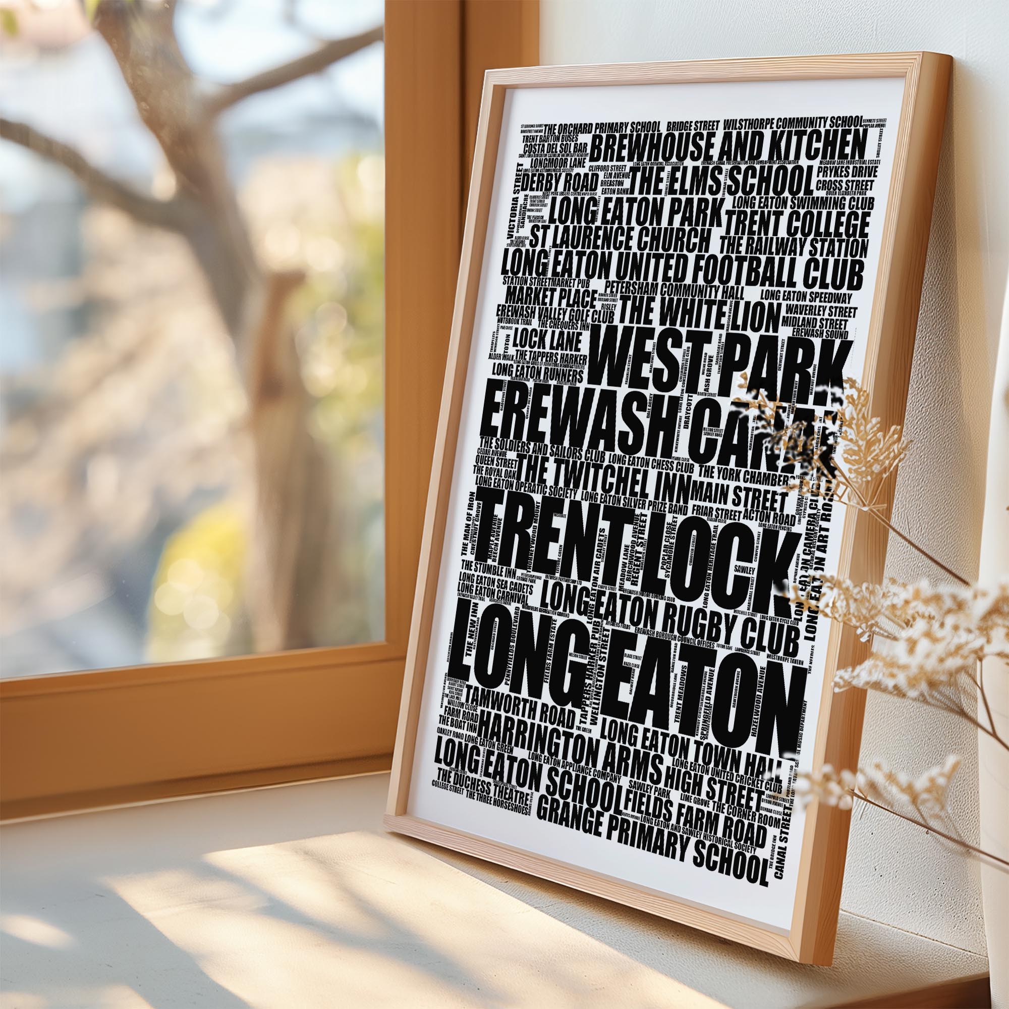 Long Eaton - Premium Typographic Word Cloud Prints, Posters & Gifts