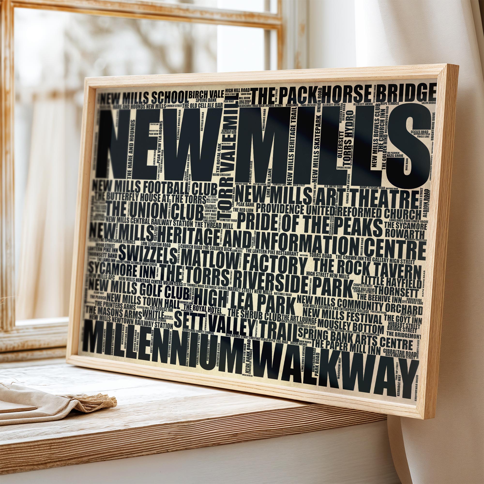 New Mills - Premium Typographic Word Cloud Prints, Posters & Gifts