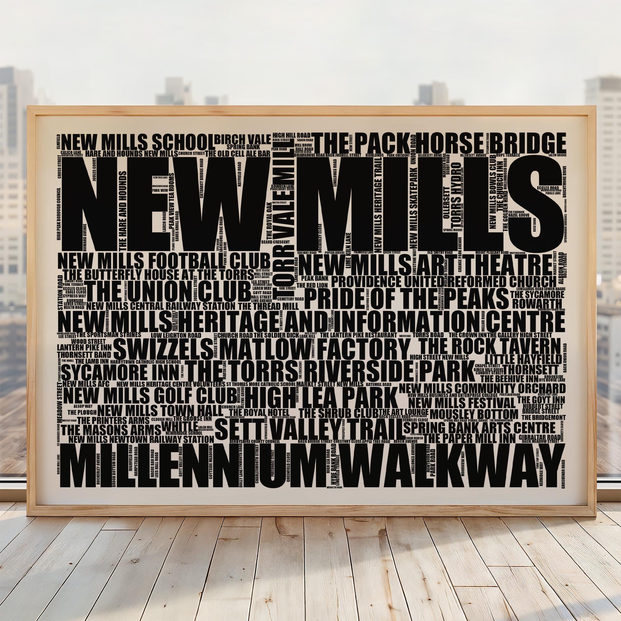 New Mills - Premium Typographic Word Cloud Prints, Posters & Gifts