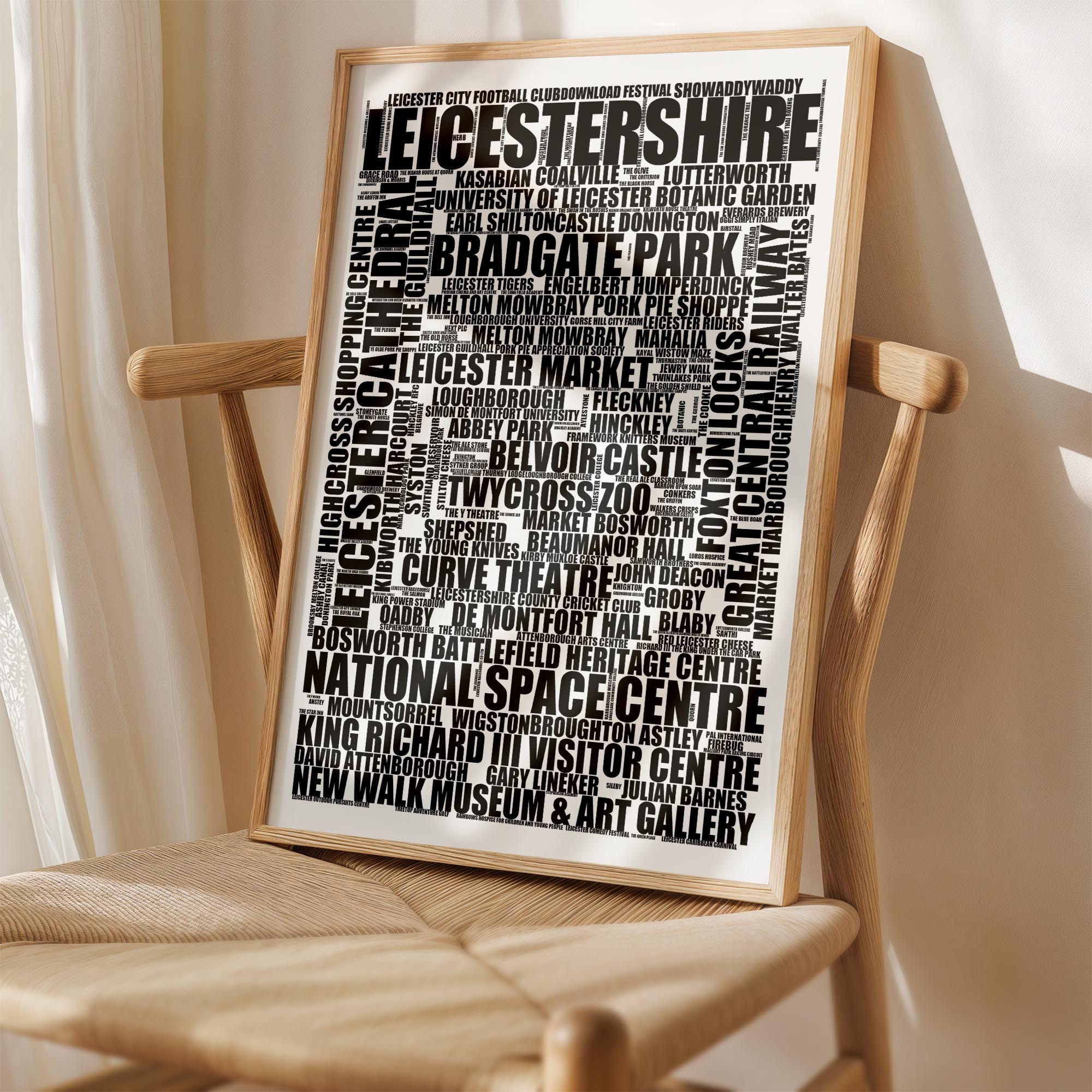 Leicestershire - Premium Typographic Word Cloud Prints, Posters & Gifts