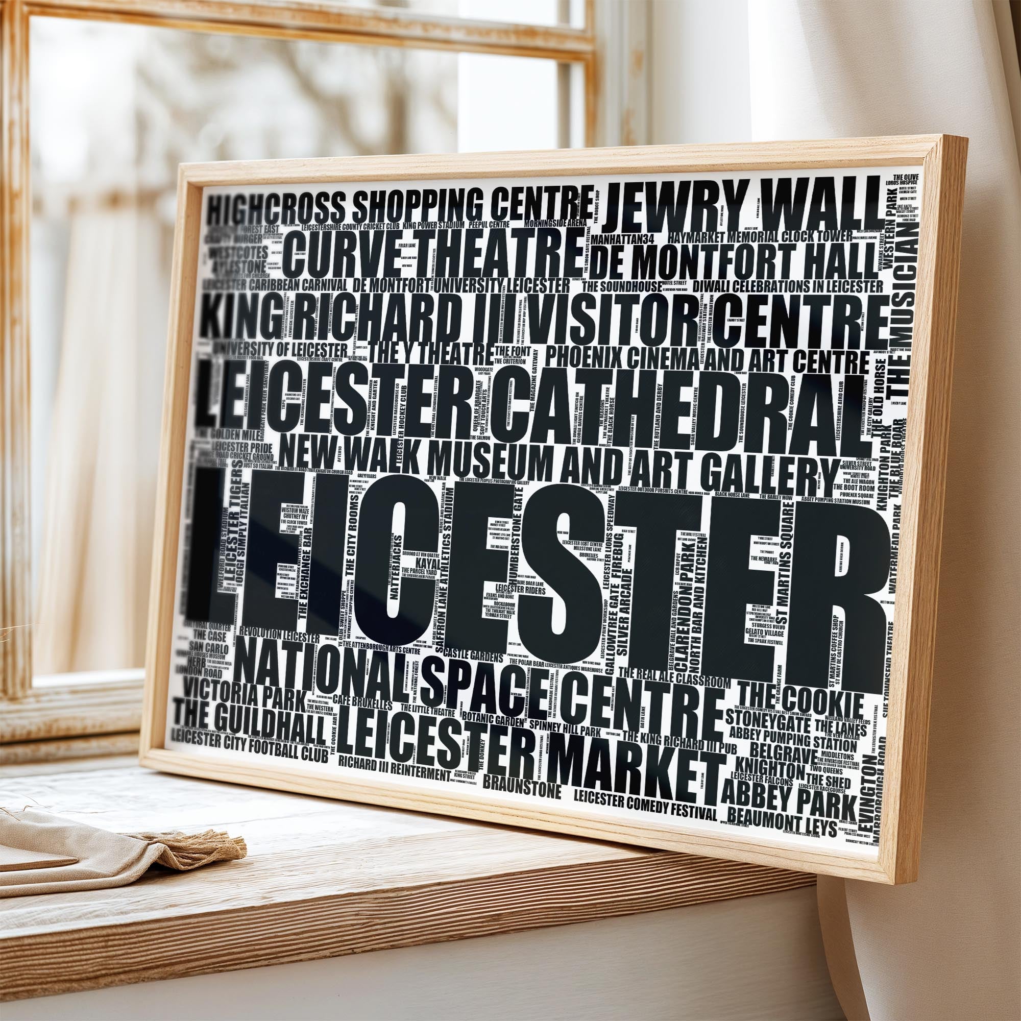 Leicester - Premium Typographic Word Cloud Prints, Posters & Gifts