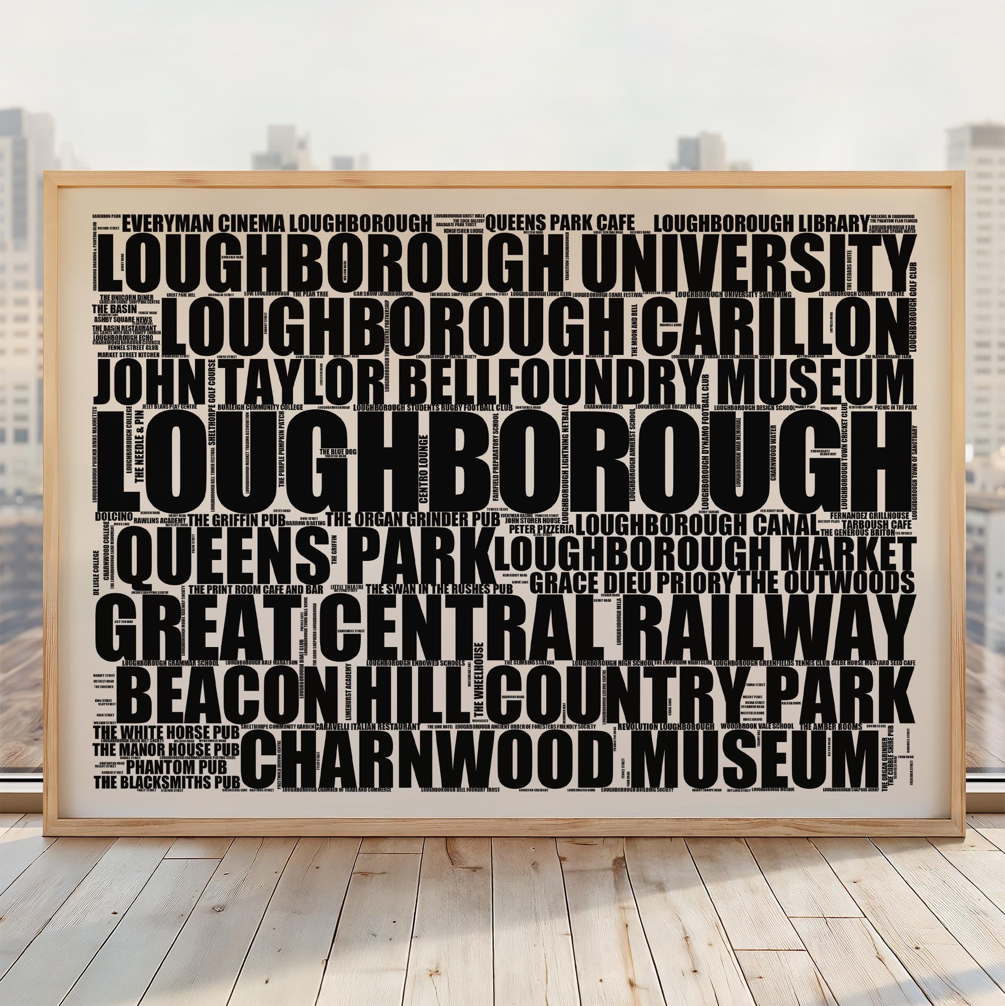 Loughborough - Premium Typographic Word Cloud Prints, Posters & Gifts