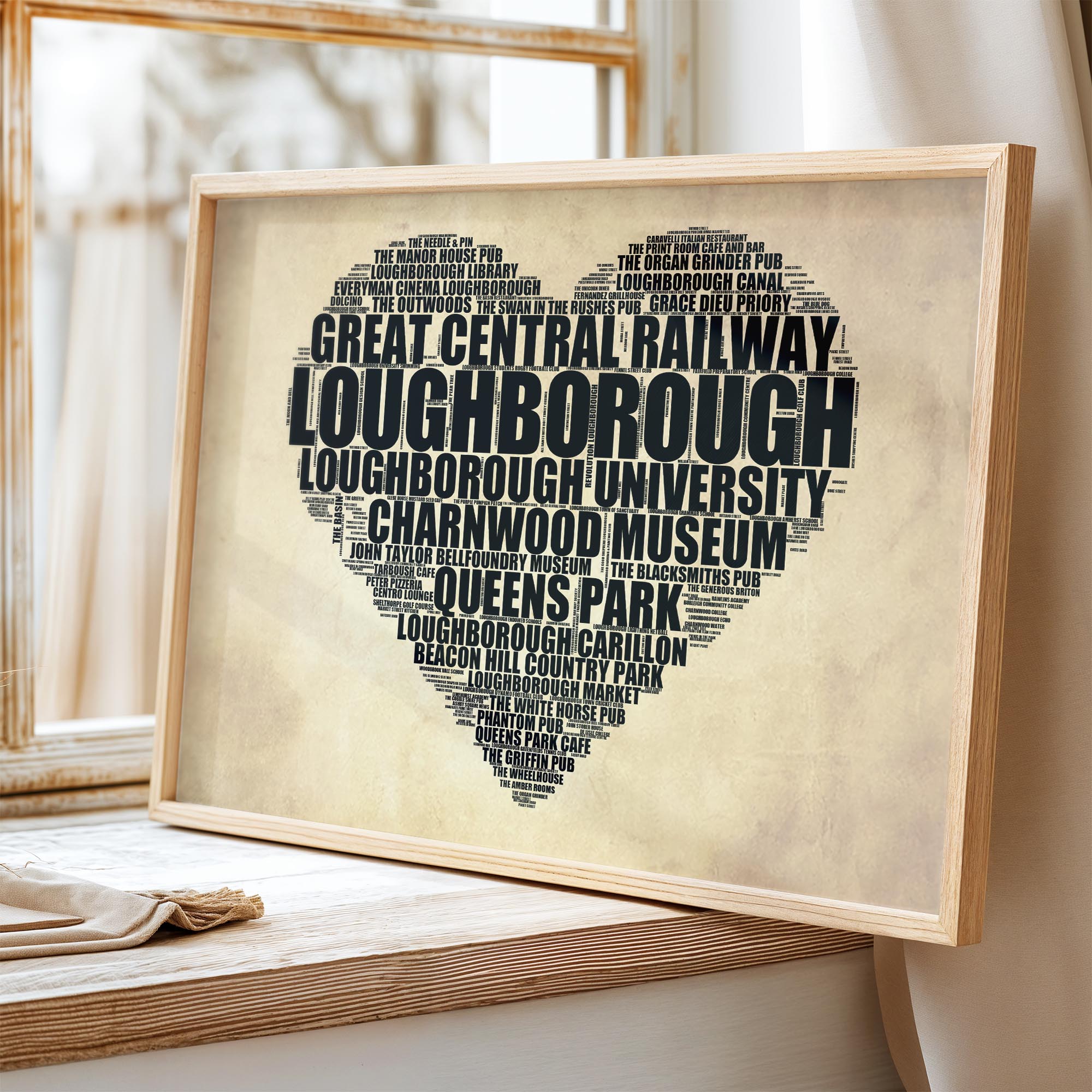 Loughborough - Premium Typographic Word Cloud Prints, Posters & Gifts