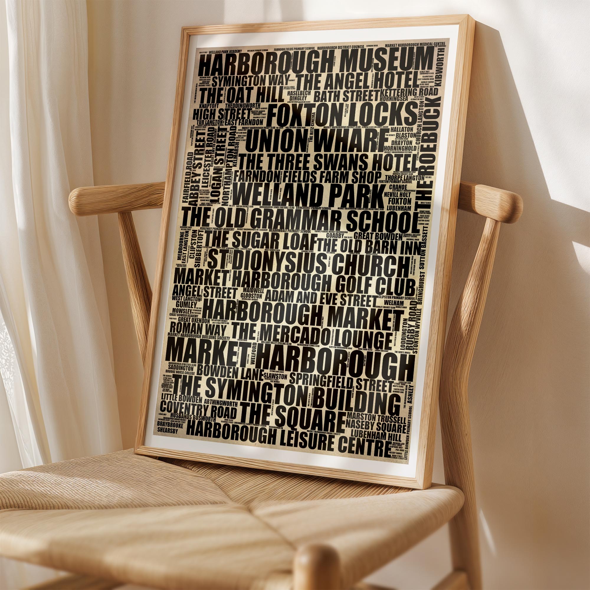 Market Harborough - Premium Typographic Word Cloud Prints, Posters & Gifts