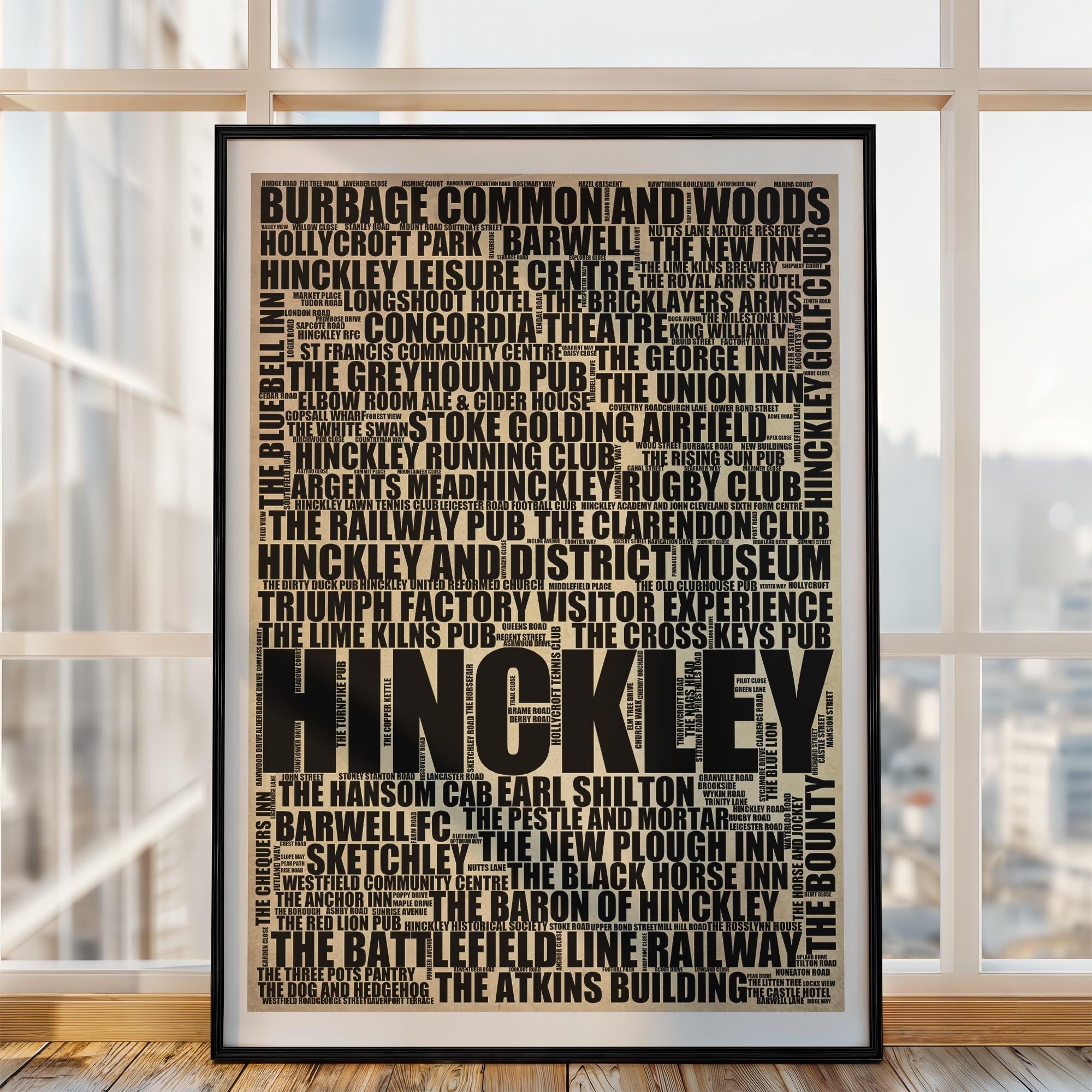 Hinckley - Premium Typographic Word Cloud Prints, Posters & Gifts