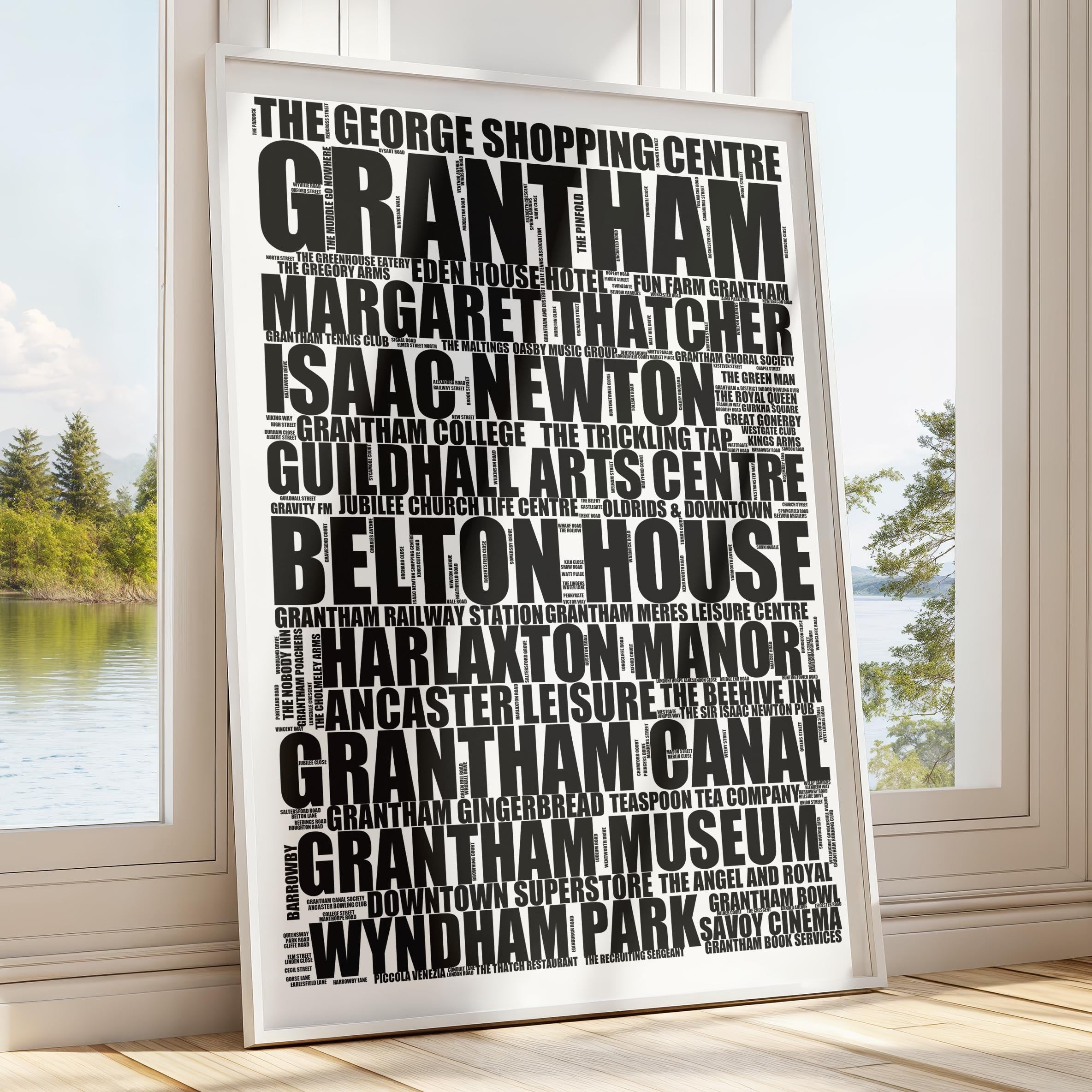 Grantham - Premium Typographic Word Cloud Prints, Posters & Gifts