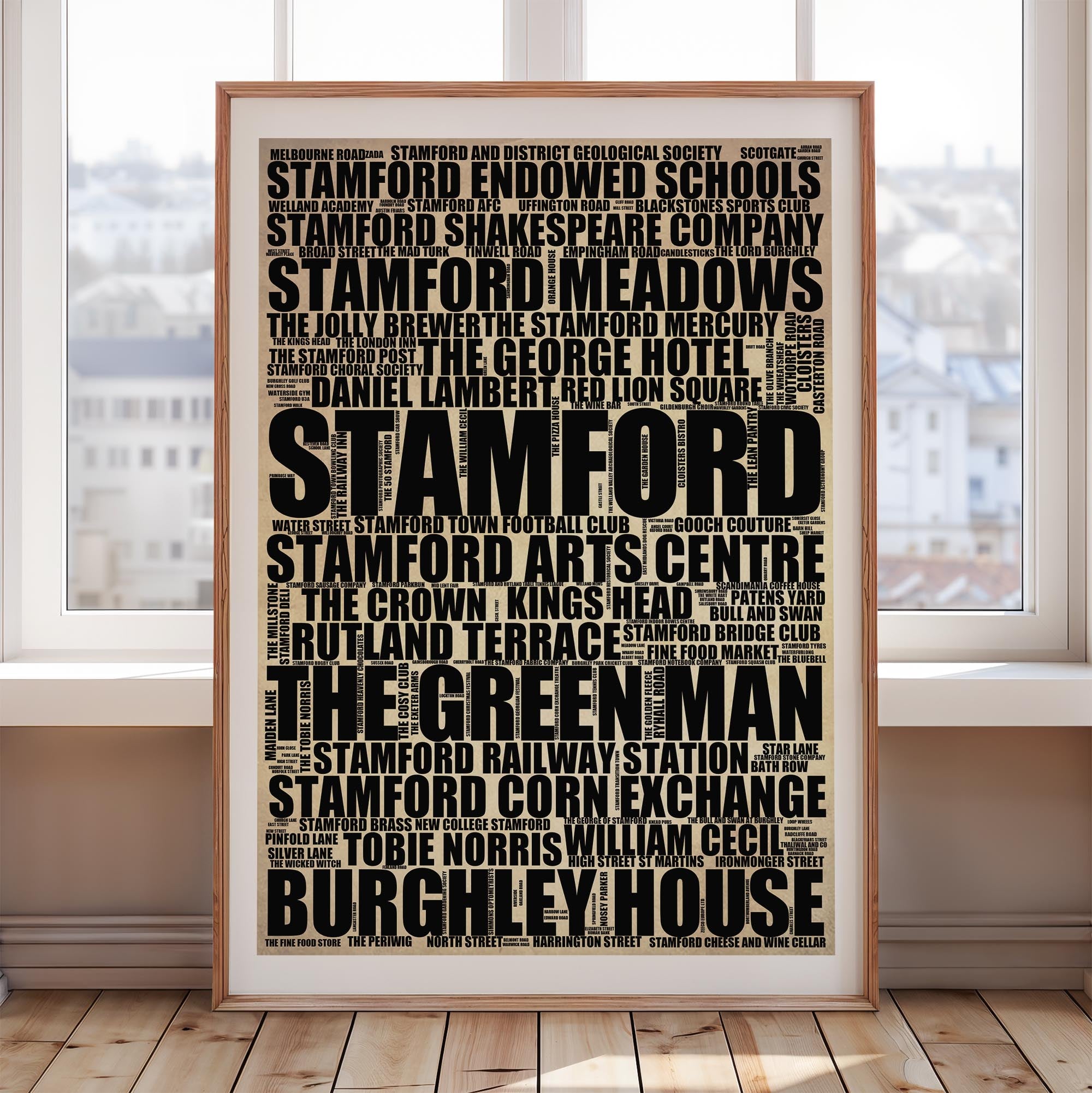 Stamford - Premium Typographic Word Cloud Prints, Posters & Gifts