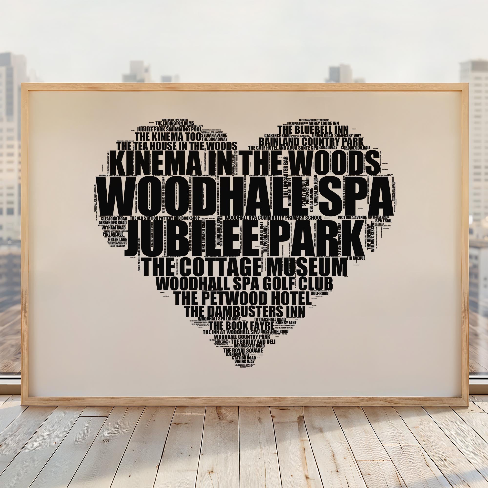 Woodhall Spa - Premium Typographic Word Cloud Prints, Posters & Gifts