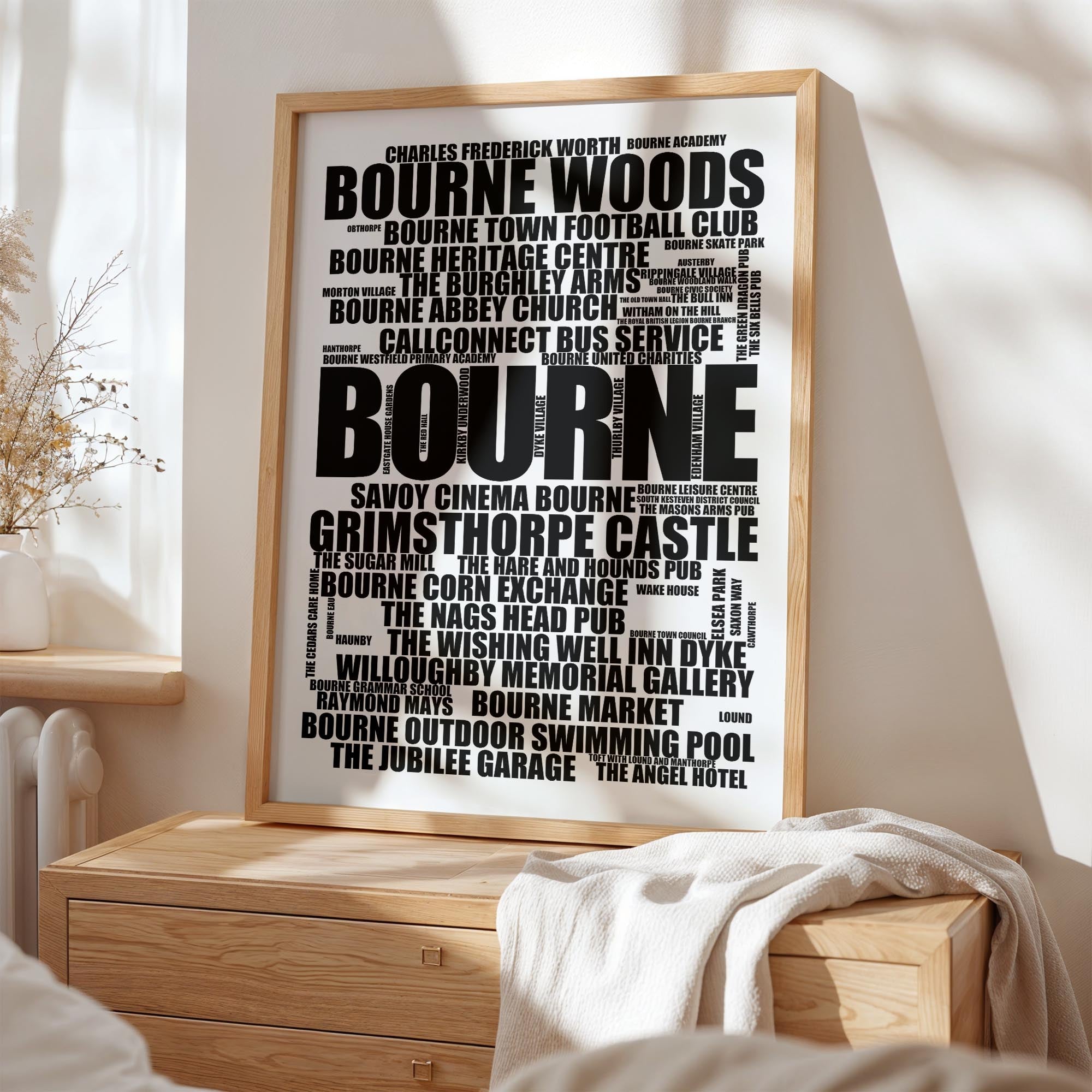 Bourne - Premium Typographic Word Cloud Prints, Posters & Gifts