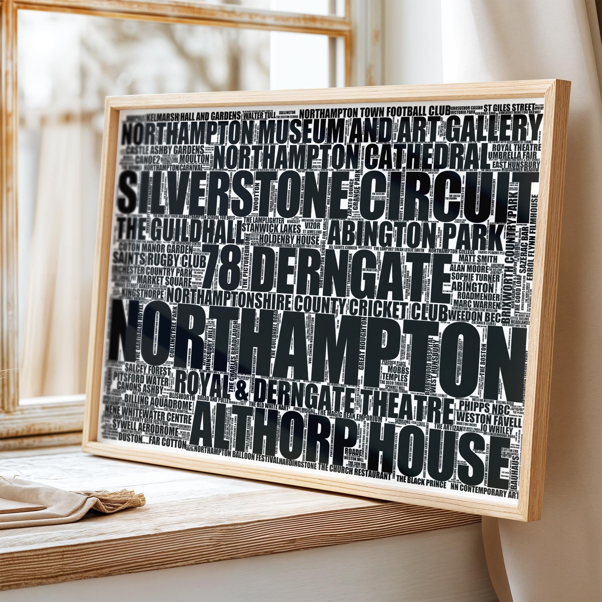 Northampton - Premium Typographic Word Cloud Prints, Posters & Gifts