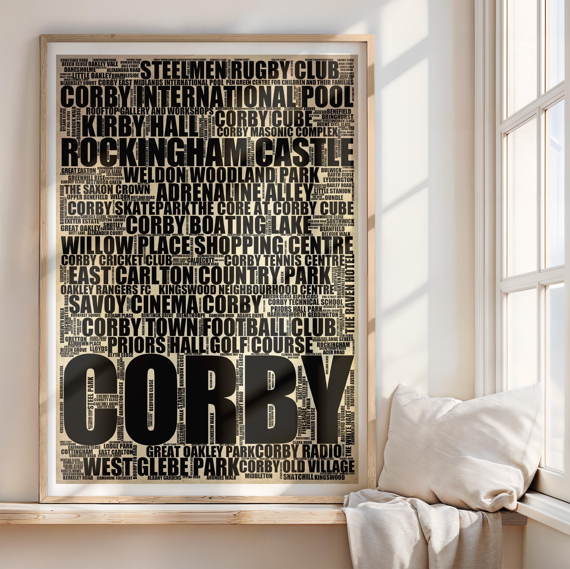 Corby - Premium Typographic Word Cloud Prints, Posters & Gifts