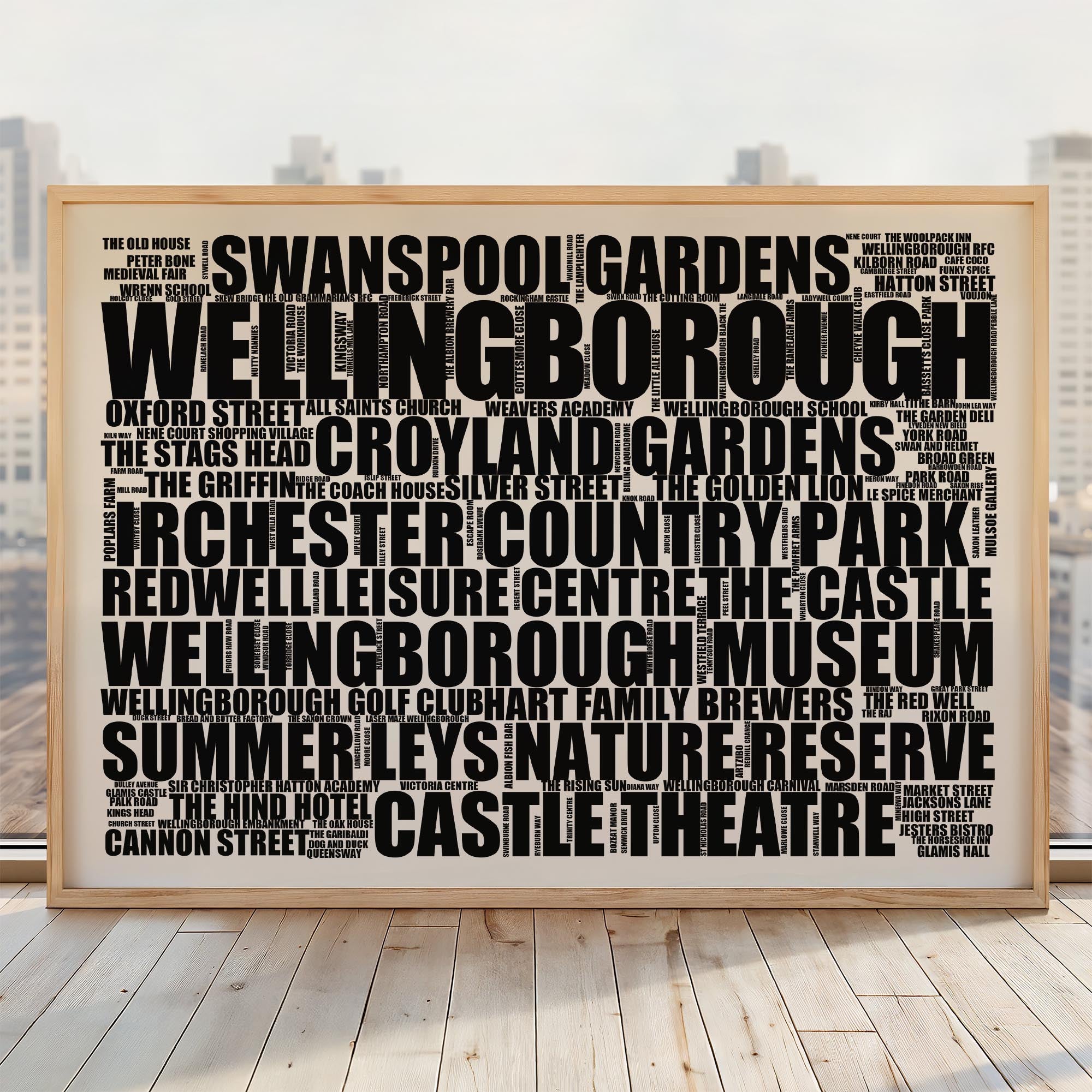 Wellingborough - Premium Typographic Word Cloud Prints, Posters & Gifts