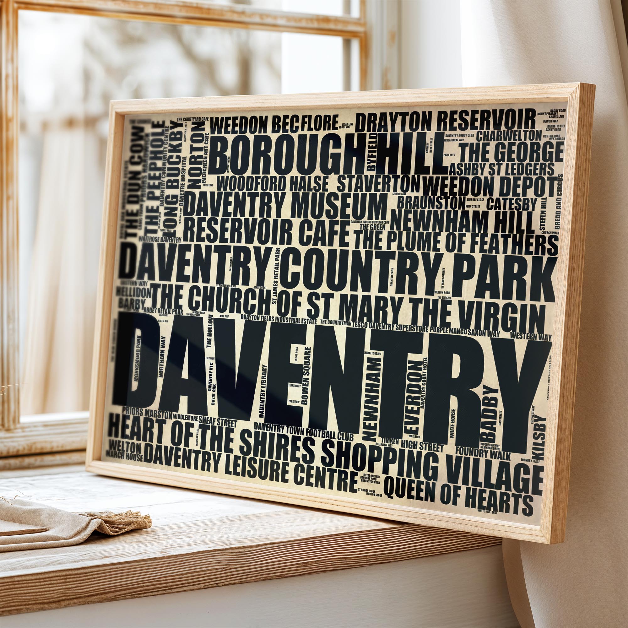 Daventry - Premium Typographic Word Cloud Prints, Posters & Gifts