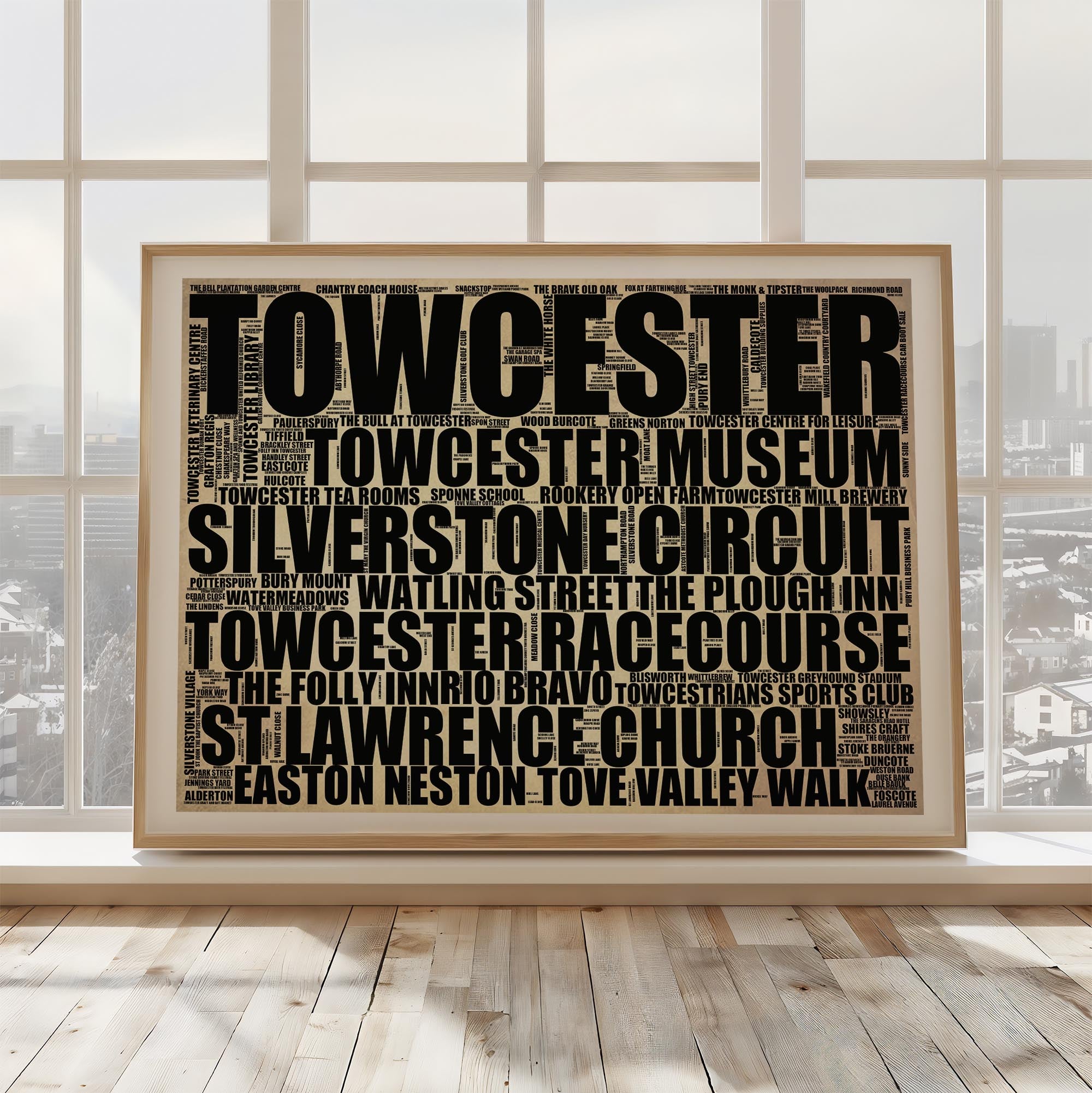 Towcester - Premium Typographic Word Cloud Prints, Posters & Gifts