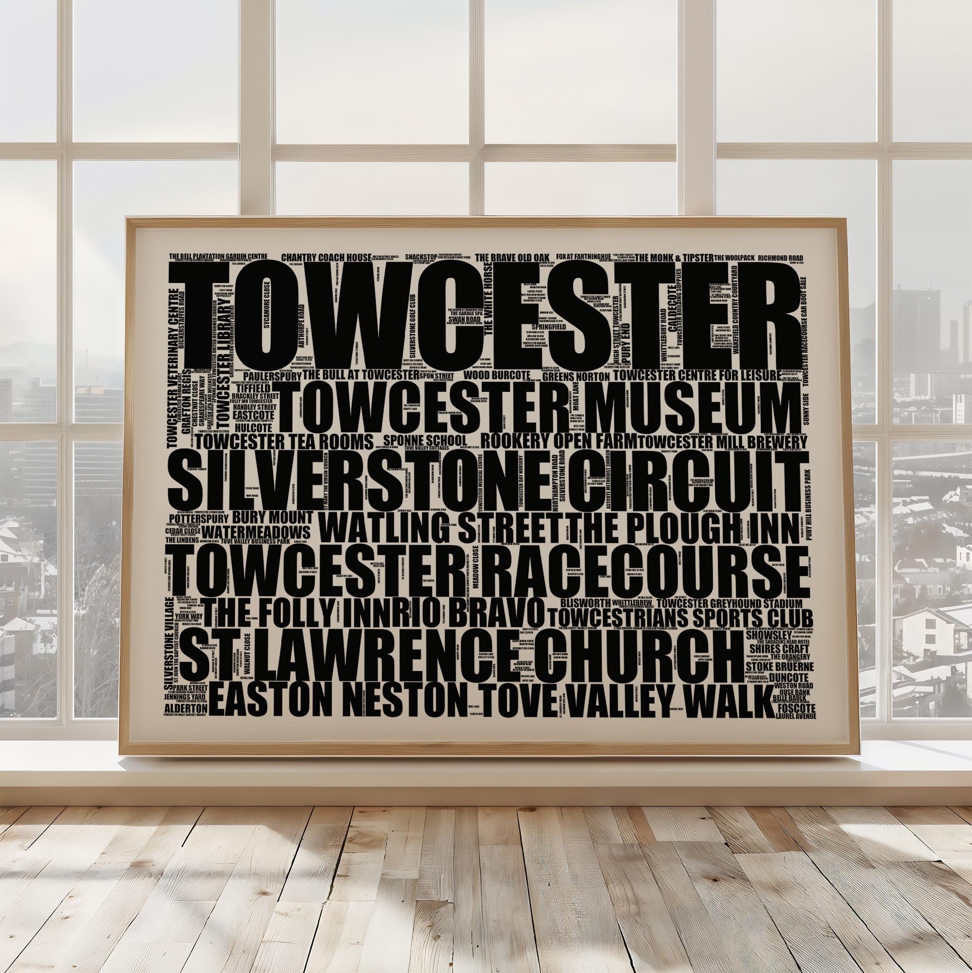 Towcester - Premium Typographic Word Cloud Prints, Posters & Gifts