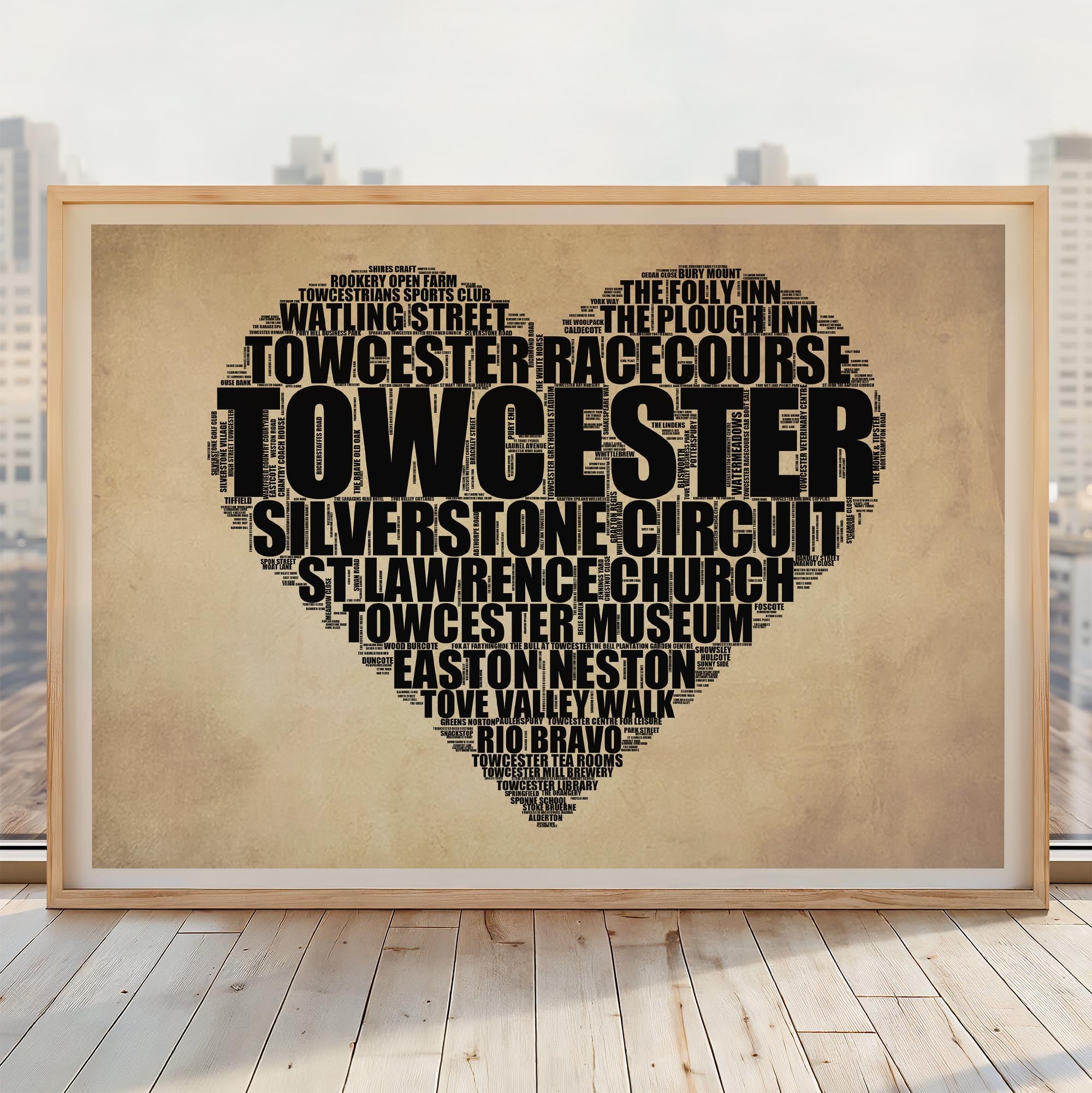 Towcester - Premium Typographic Word Cloud Prints, Posters & Gifts