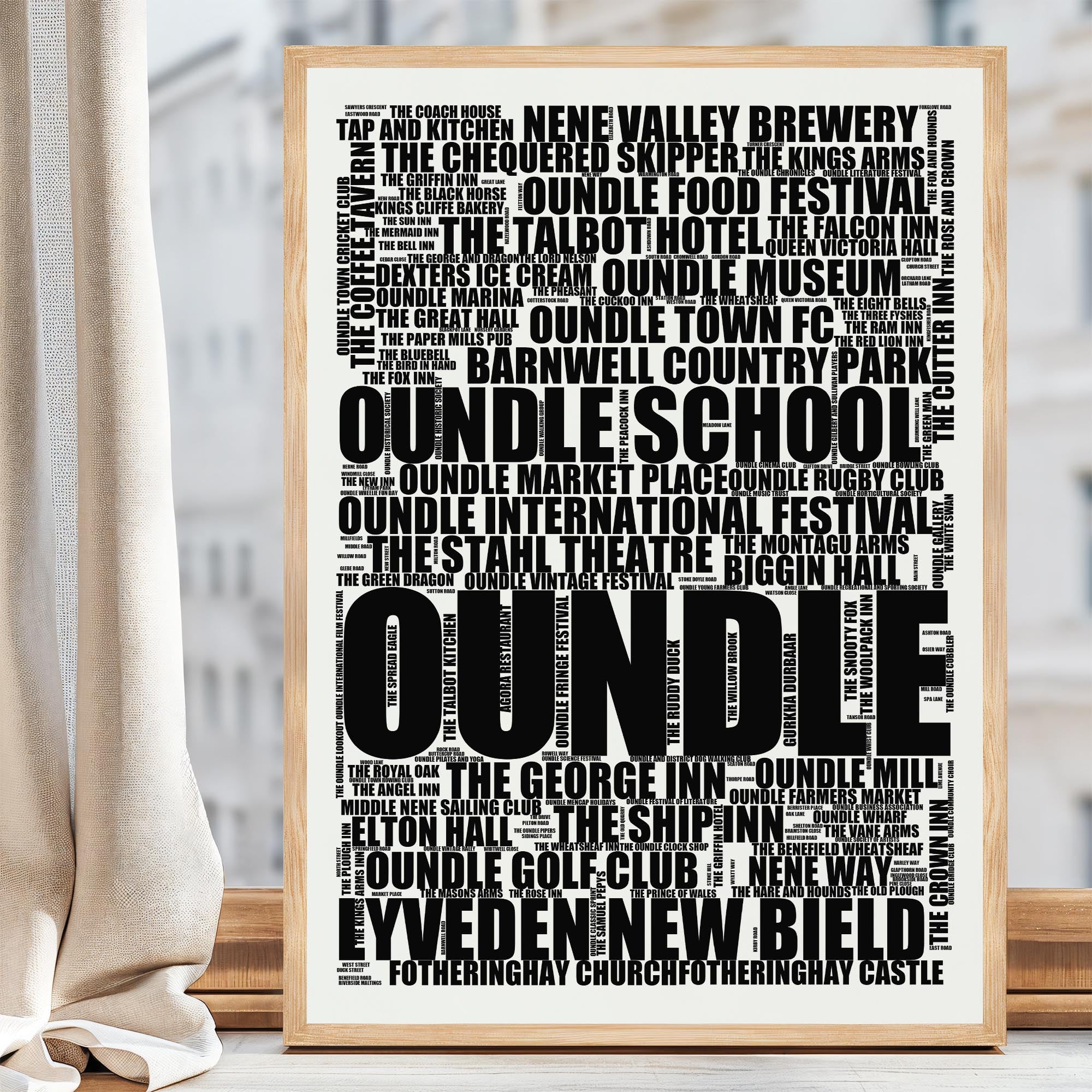 Oundle - Premium Typographic Word Cloud Prints, Posters & Gifts