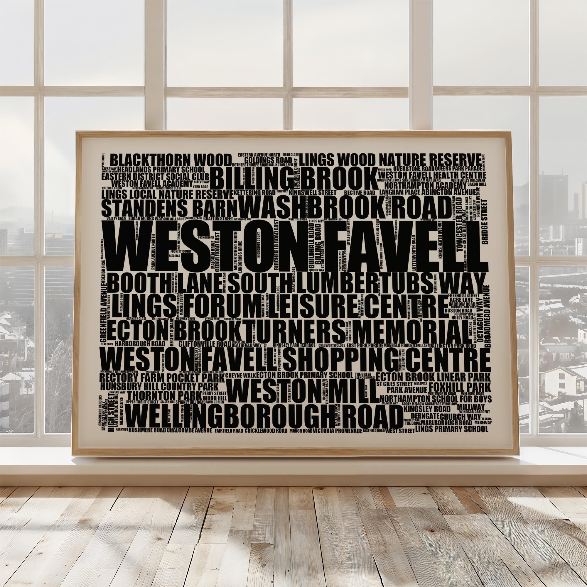 Weston Favell - Premium Typographic Word Cloud Prints, Posters & Gifts