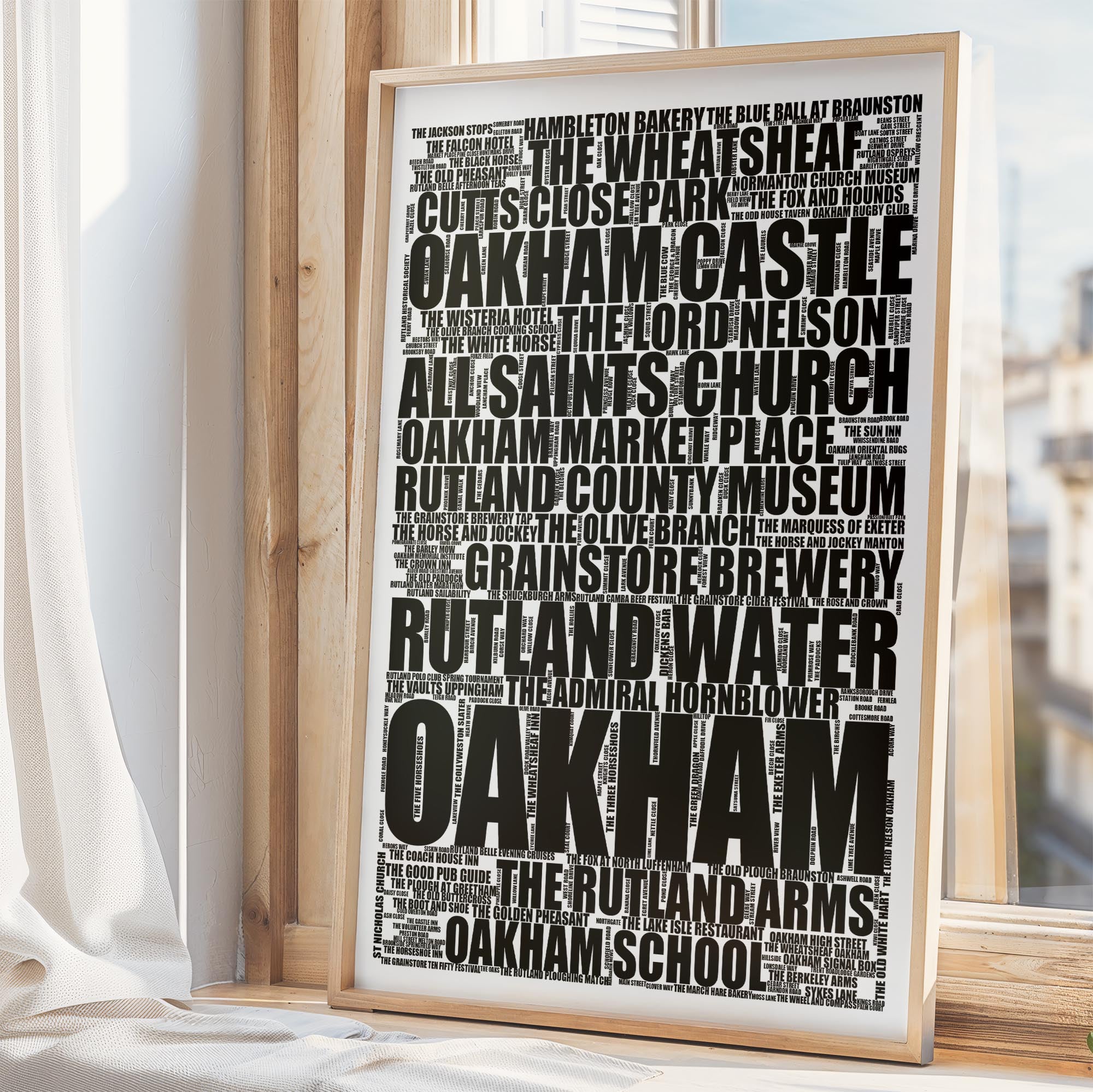 Oakham - Premium Typographic Word Cloud Prints, Posters & Gifts