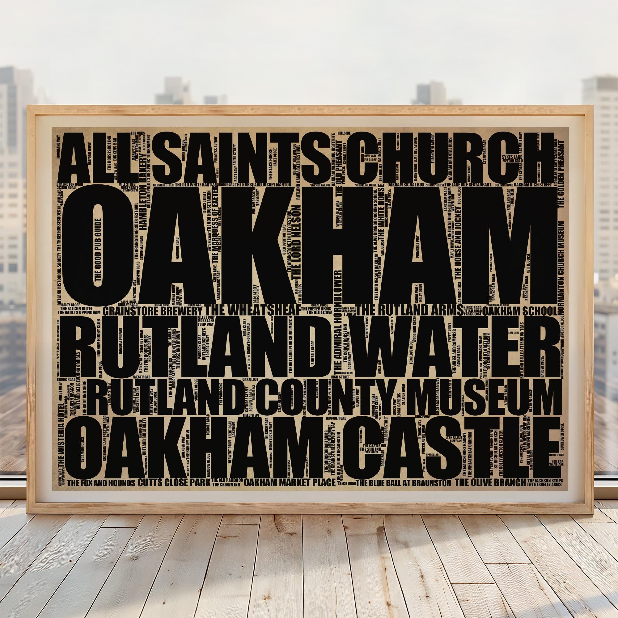 Oakham - Premium Typographic Word Cloud Prints, Posters & Gifts