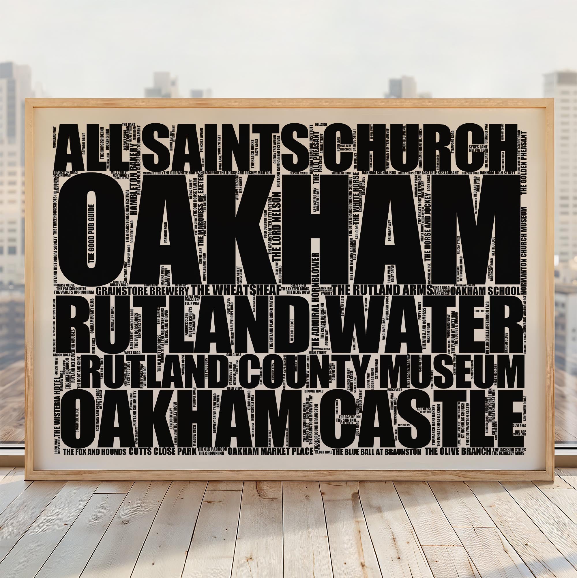 Oakham - Premium Typographic Word Cloud Prints, Posters & Gifts
