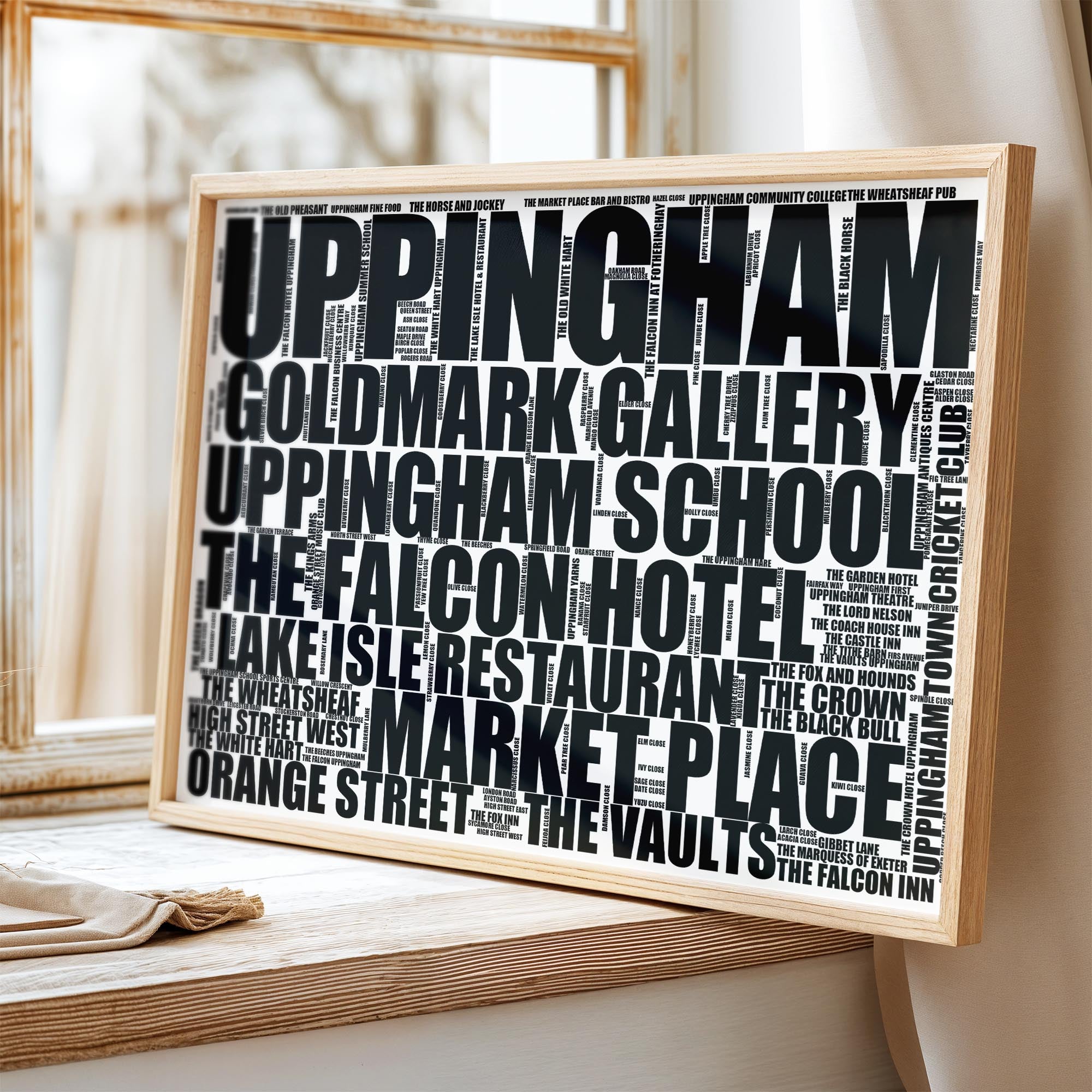 Uppingham - Premium Typographic Word Cloud Prints, Posters & Gifts