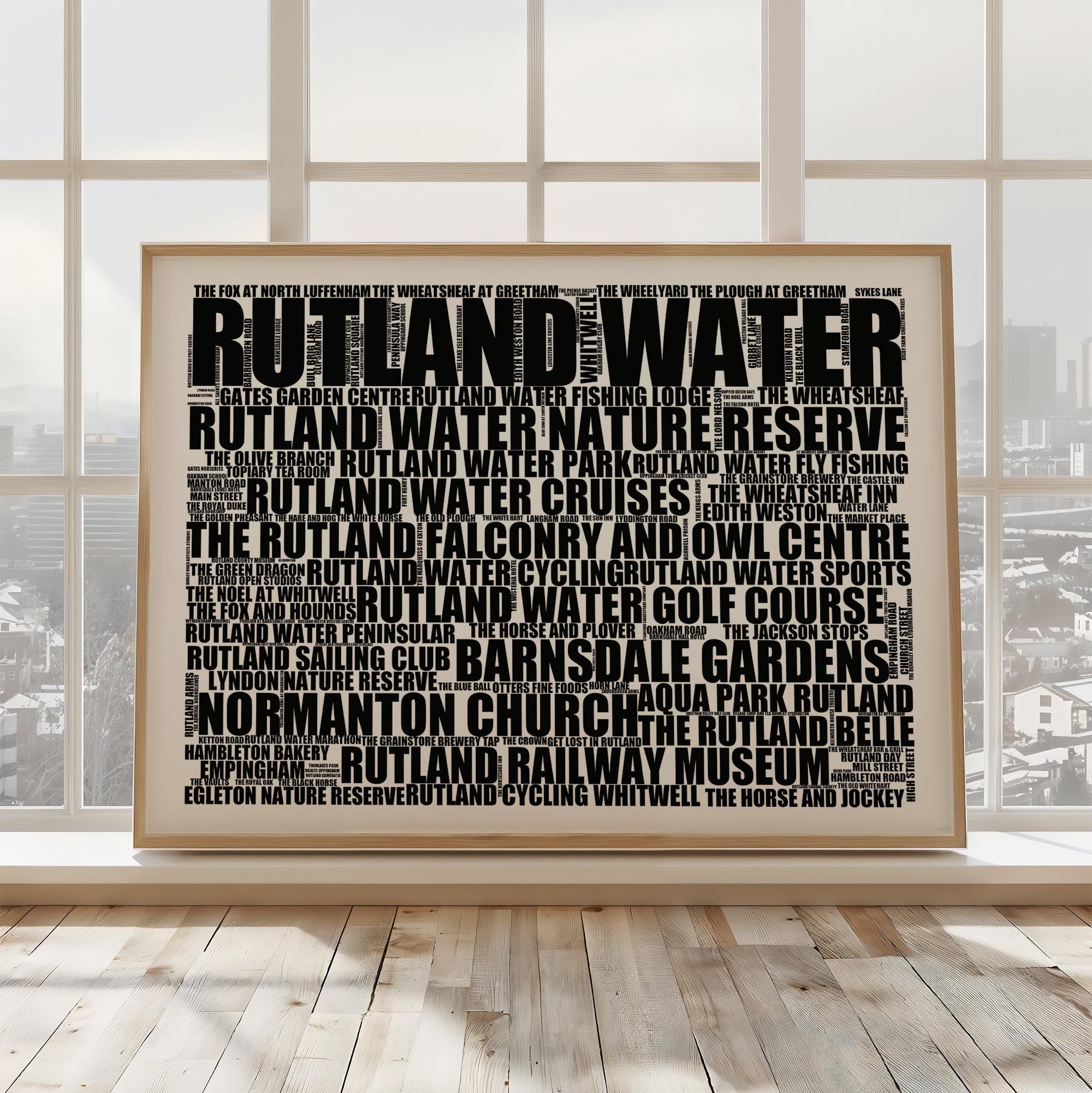 Rutland Water - Premium Typographic Word Cloud Prints, Posters & Gifts