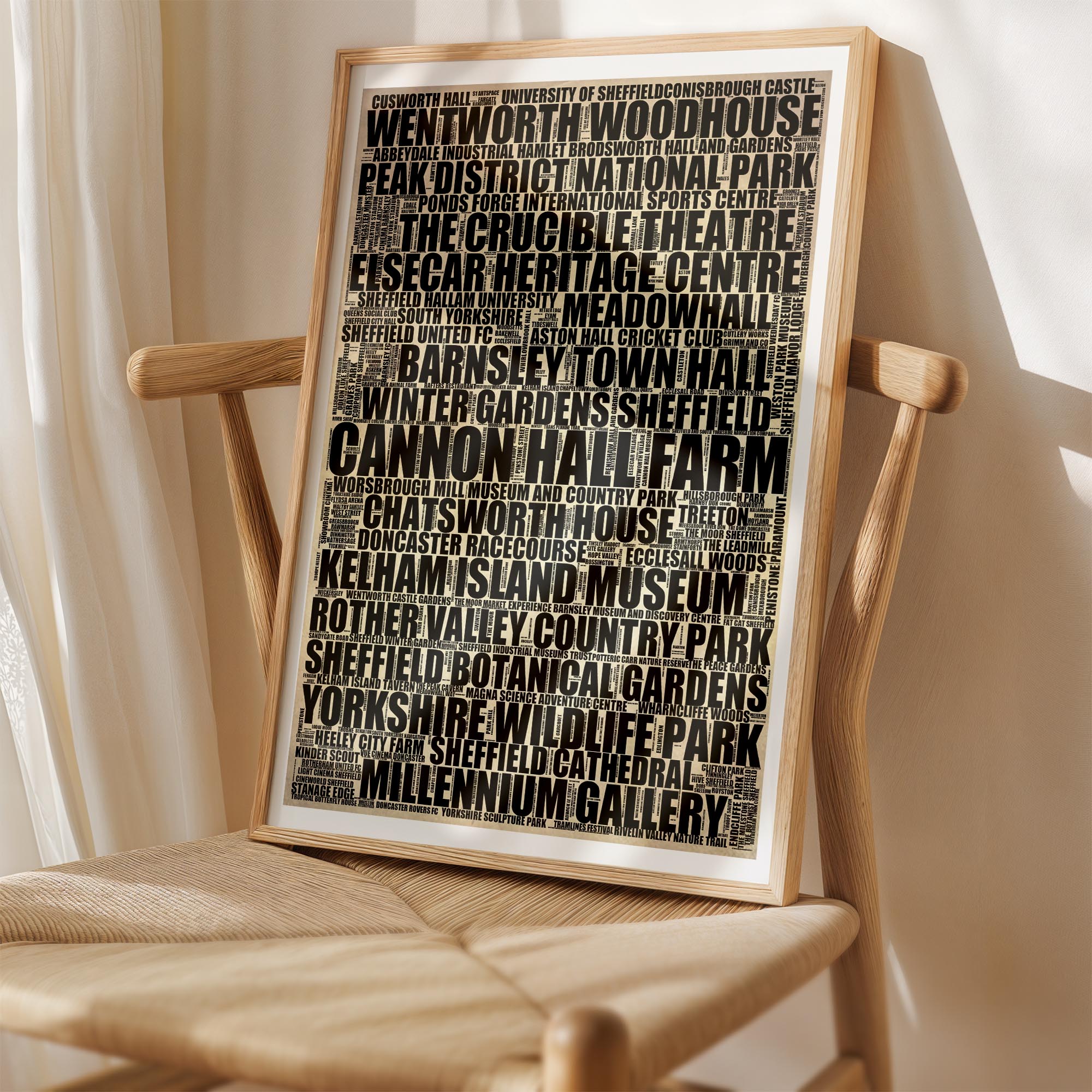 South Yorkshire - Premium Typographic Word Cloud Prints, Posters & Gifts