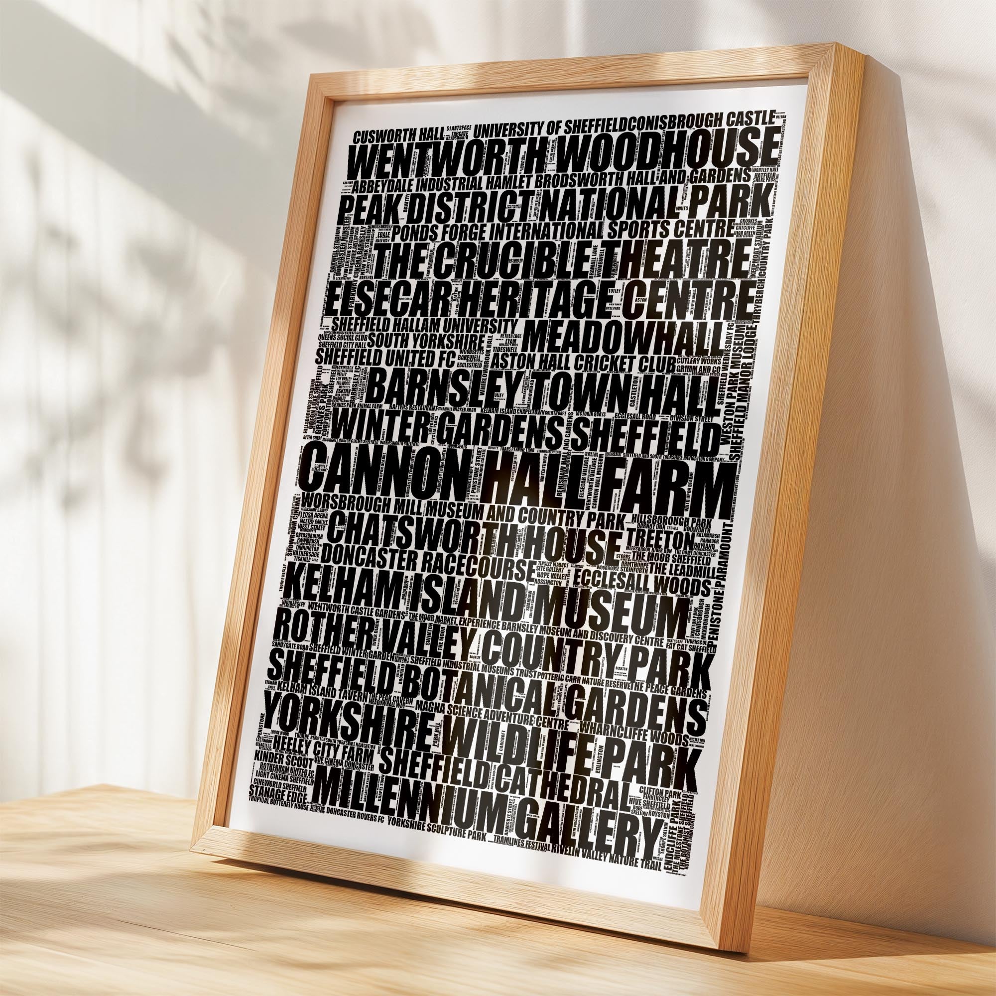 South Yorkshire - Premium Typographic Word Cloud Prints, Posters & Gifts