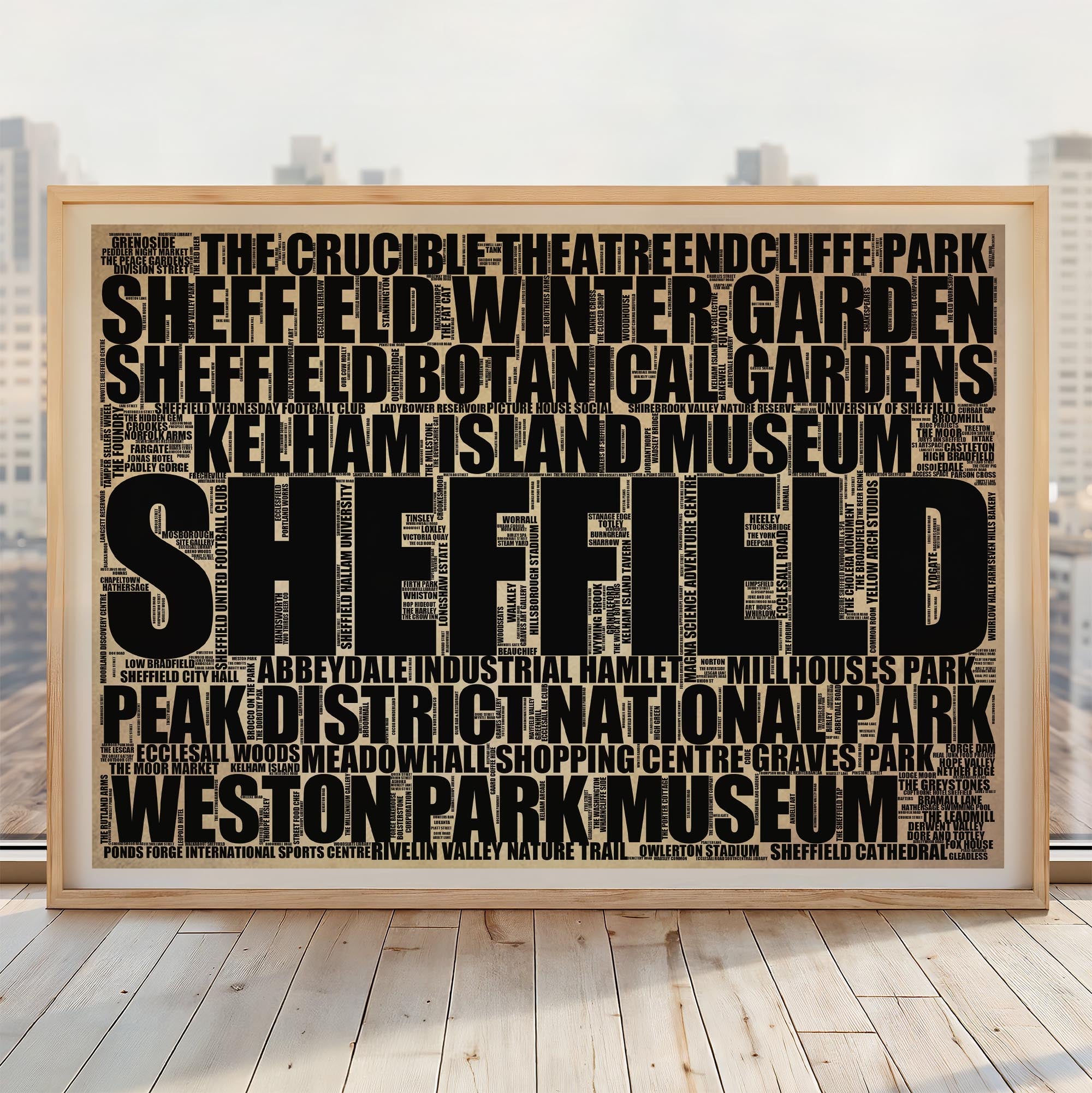 Sheffield - Premium Typographic Word Cloud Prints, Posters & Gifts