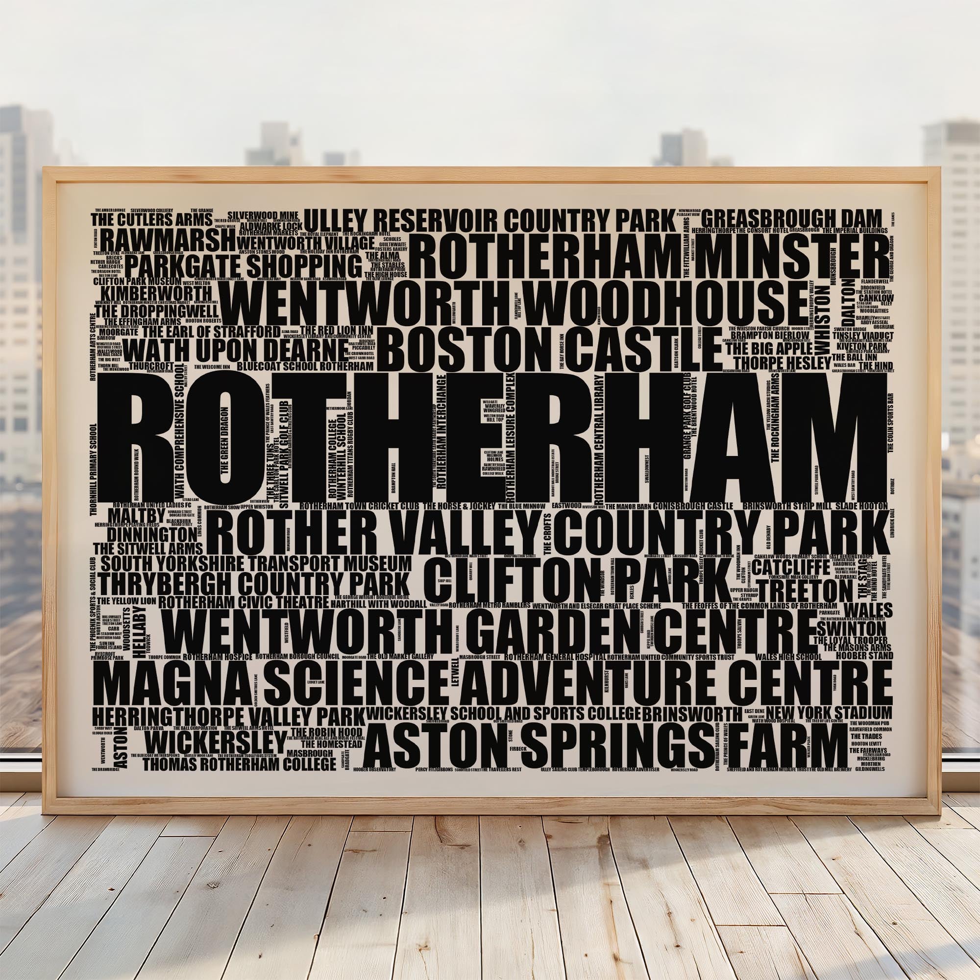 Rotherham - Premium Typographic Word Cloud Prints, Posters & Gifts