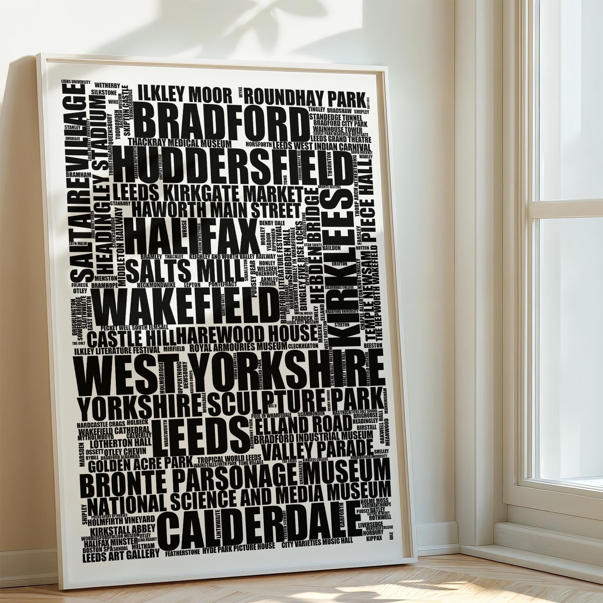 West Yorkshire - Premium Typographic Word Cloud Prints, Posters & Gifts