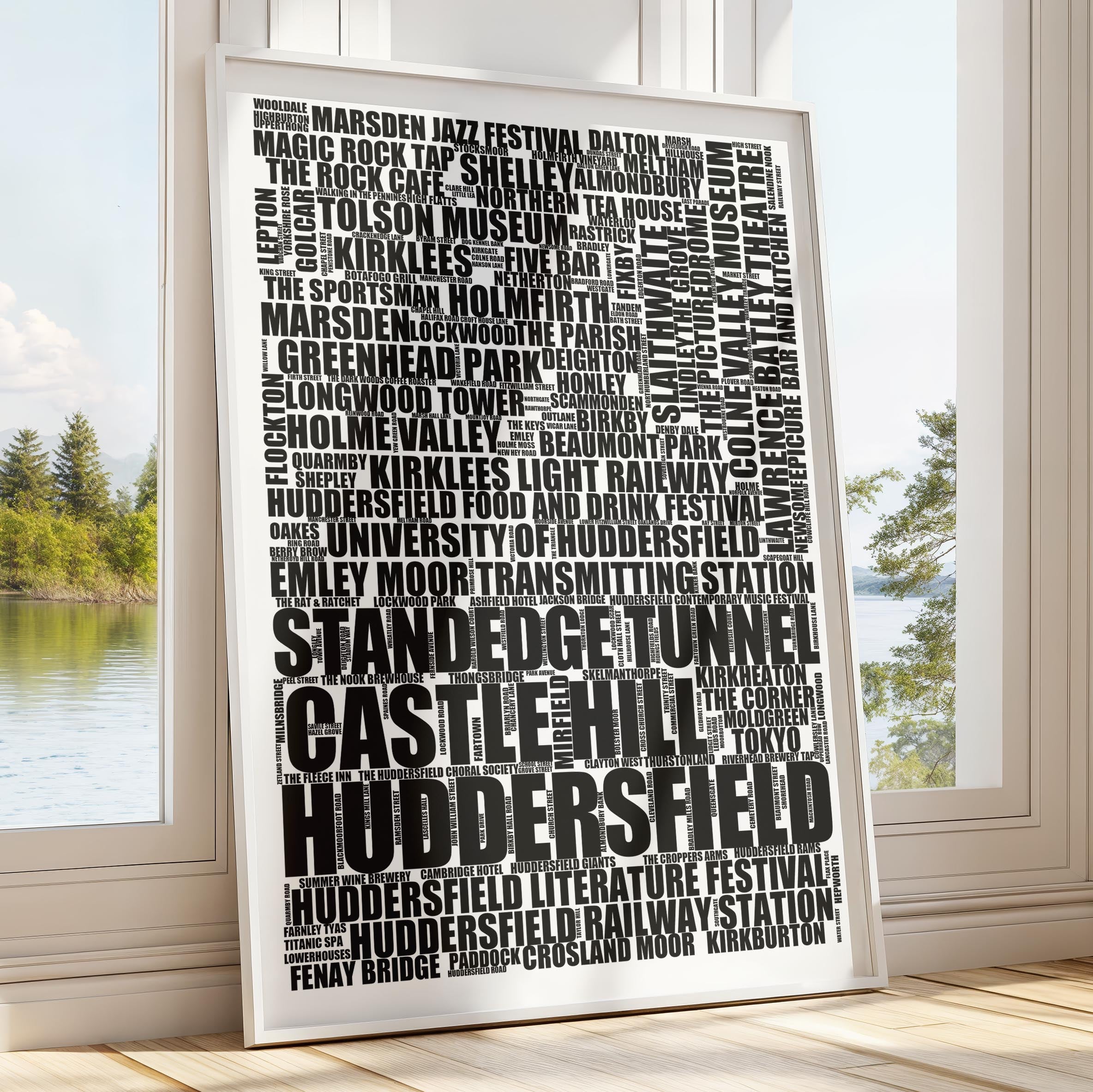 Huddersfield - Premium Typographic Word Cloud Prints, Posters & Gifts