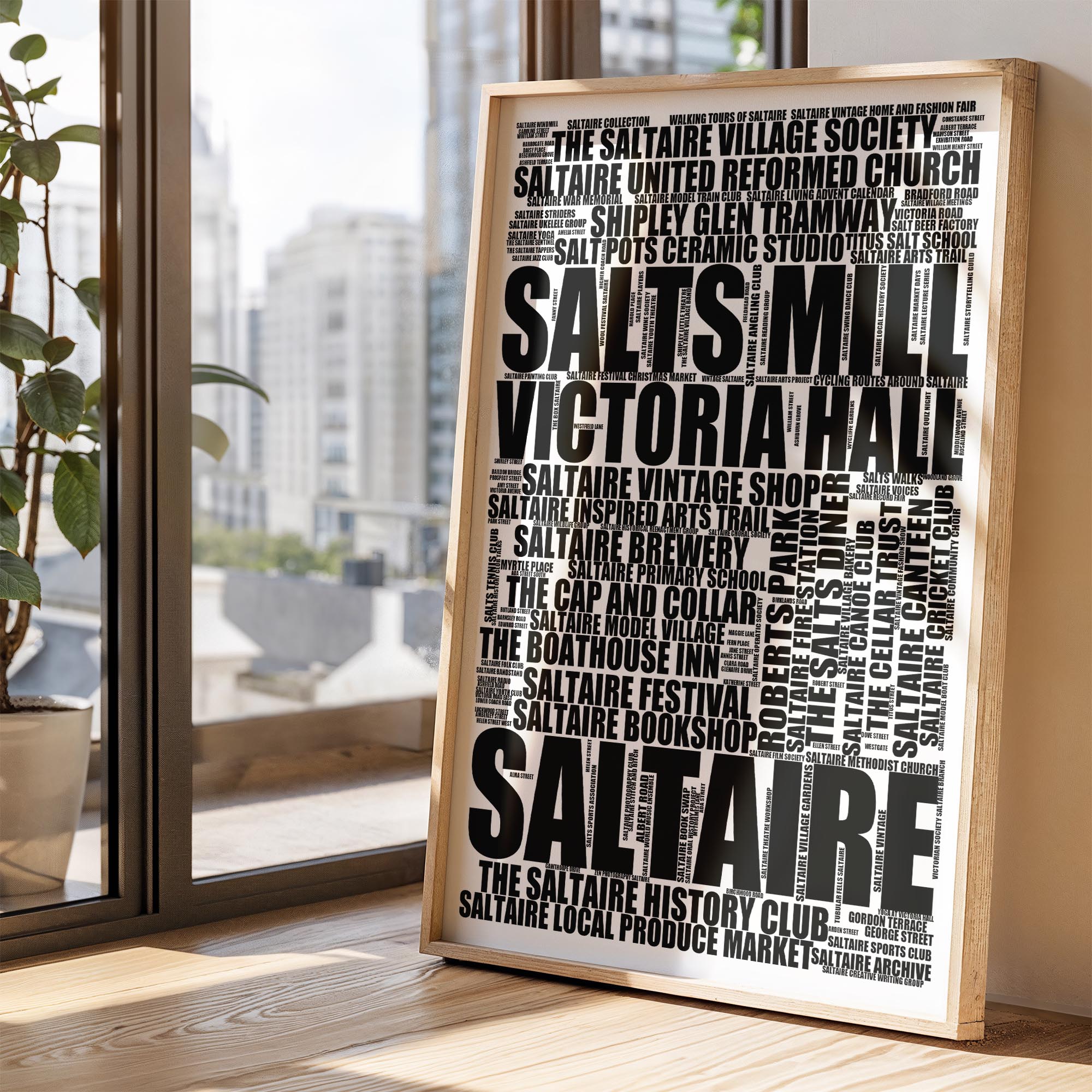 Saltaire - Premium Typographic Word Cloud Prints, Posters & Gifts