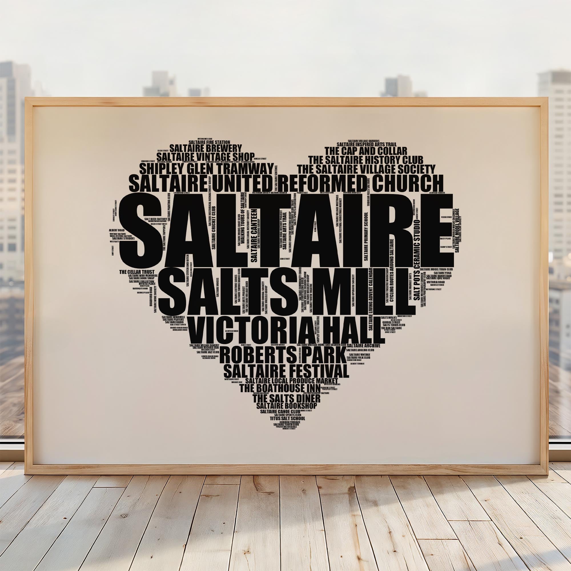 Saltaire - Premium Typographic Word Cloud Prints, Posters & Gifts